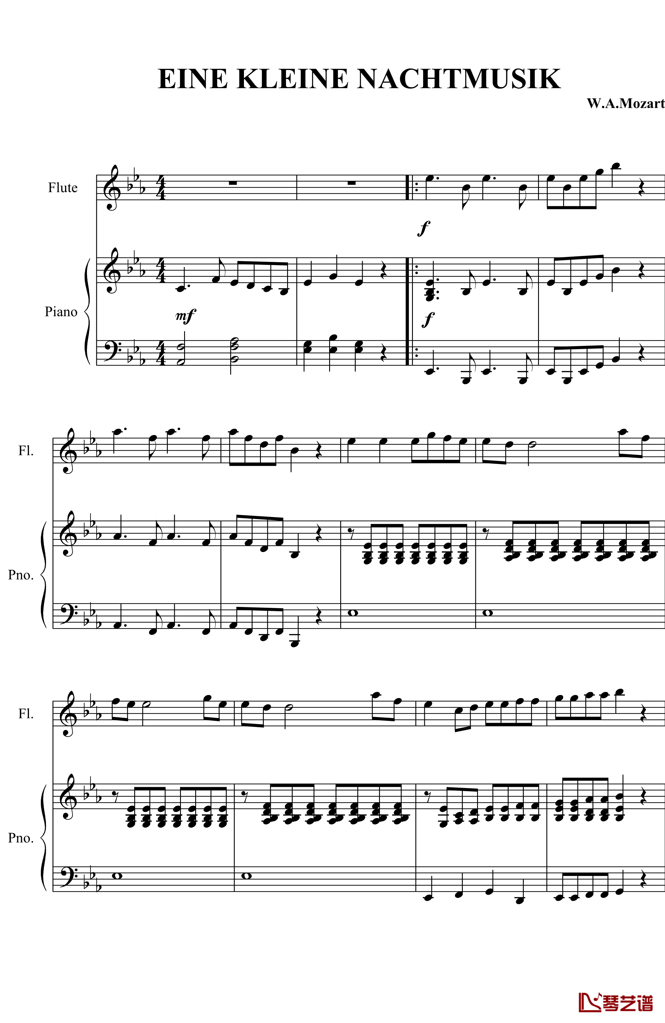 Eine Kleine Nachtmusik钢琴谱-第一小夜曲-莫扎特1