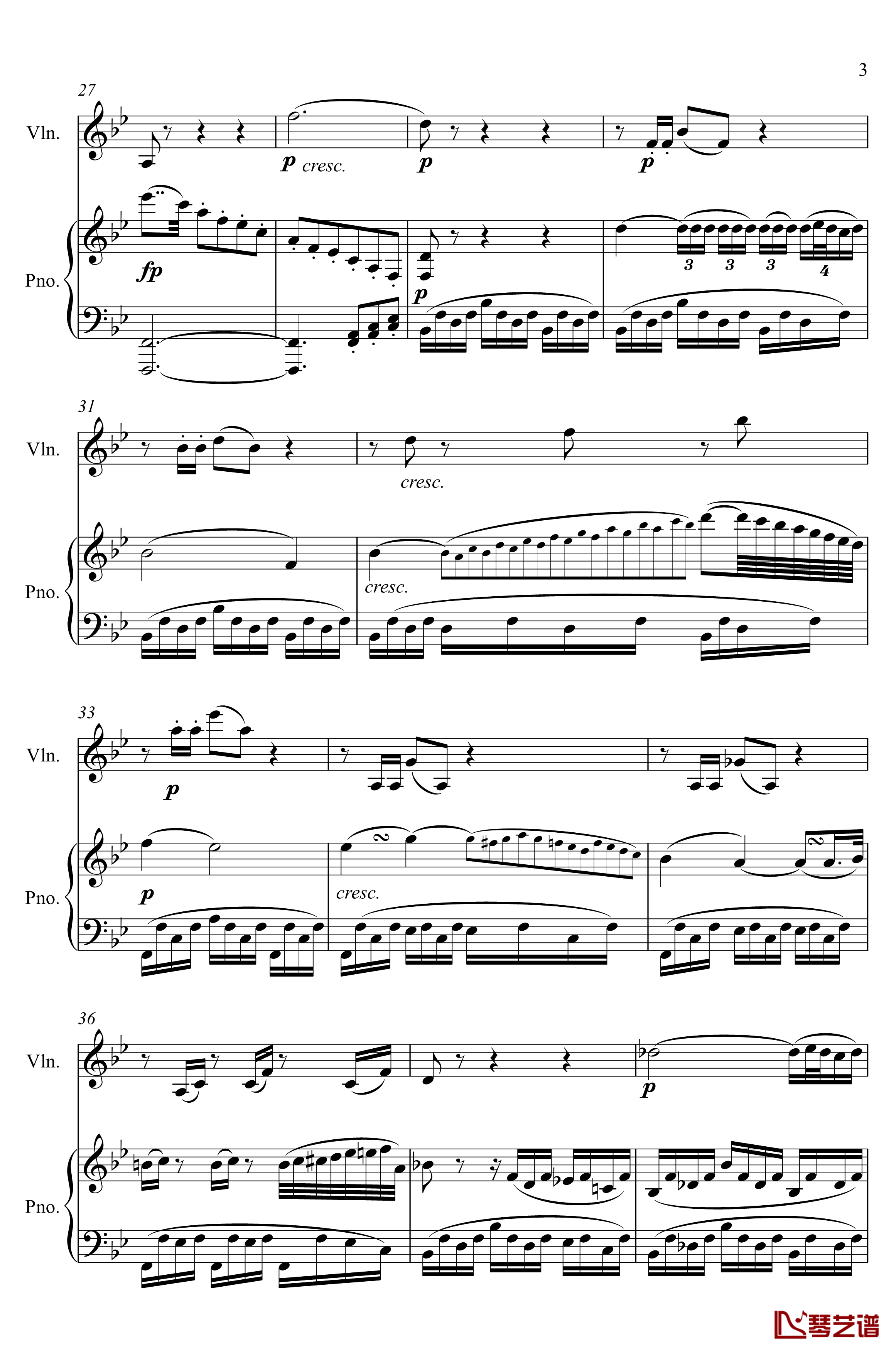 第5小提琴与钢琴奏鸣曲-第二乐章钢琴谱-贝多芬-beethoven3