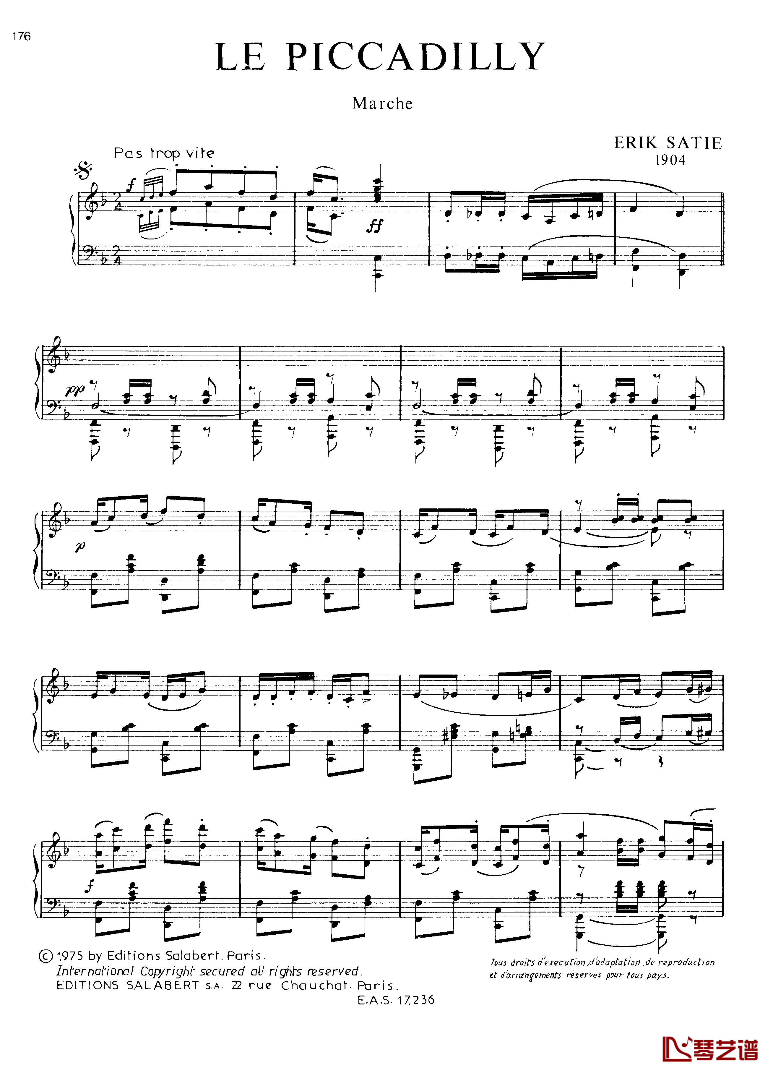 皮卡迪利进行曲钢琴谱-沙拉萨蒂-萨蒂1