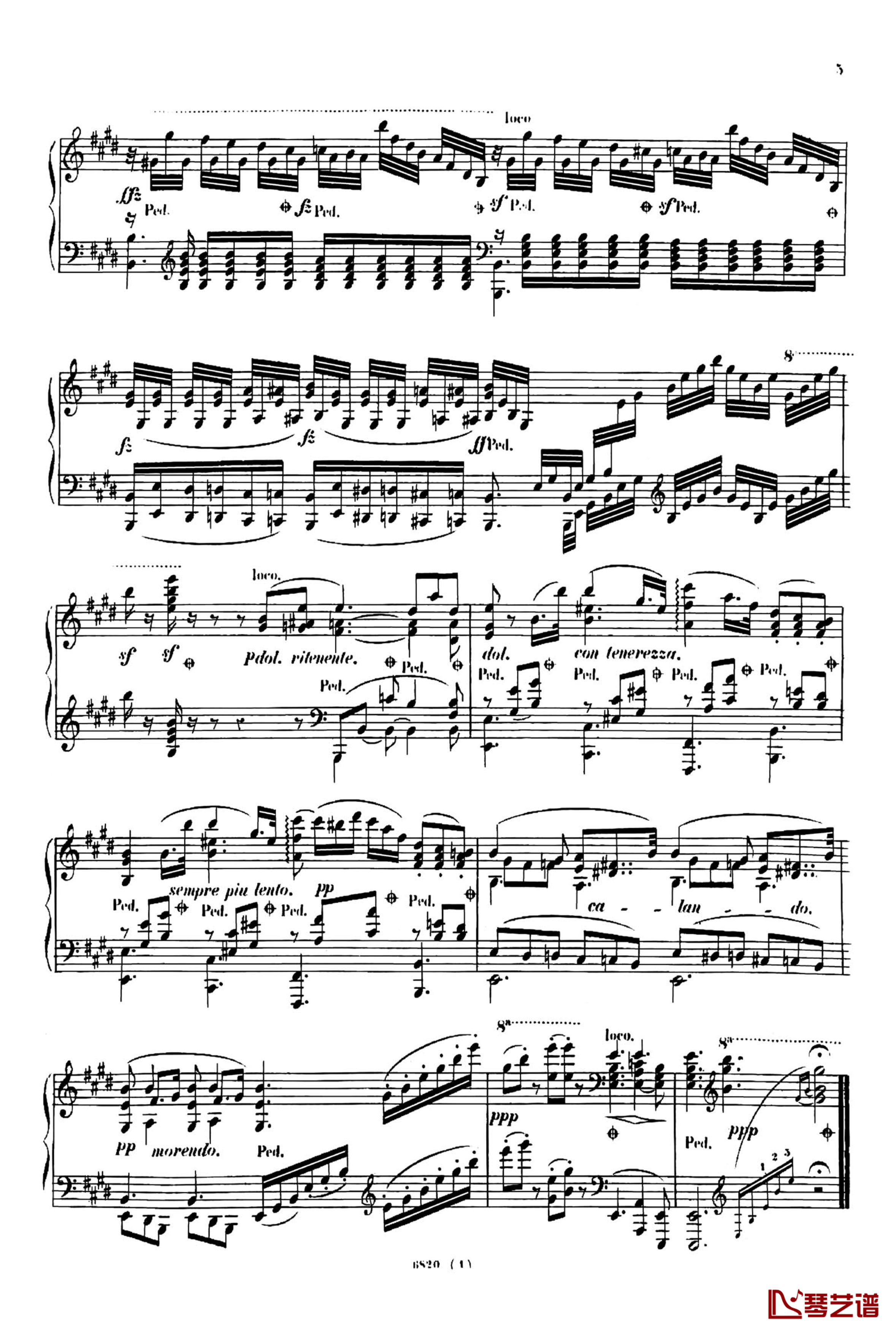 E大调夜曲Op.604No.1钢琴谱-斯甘巴蒂-车尔尼- 敬意6