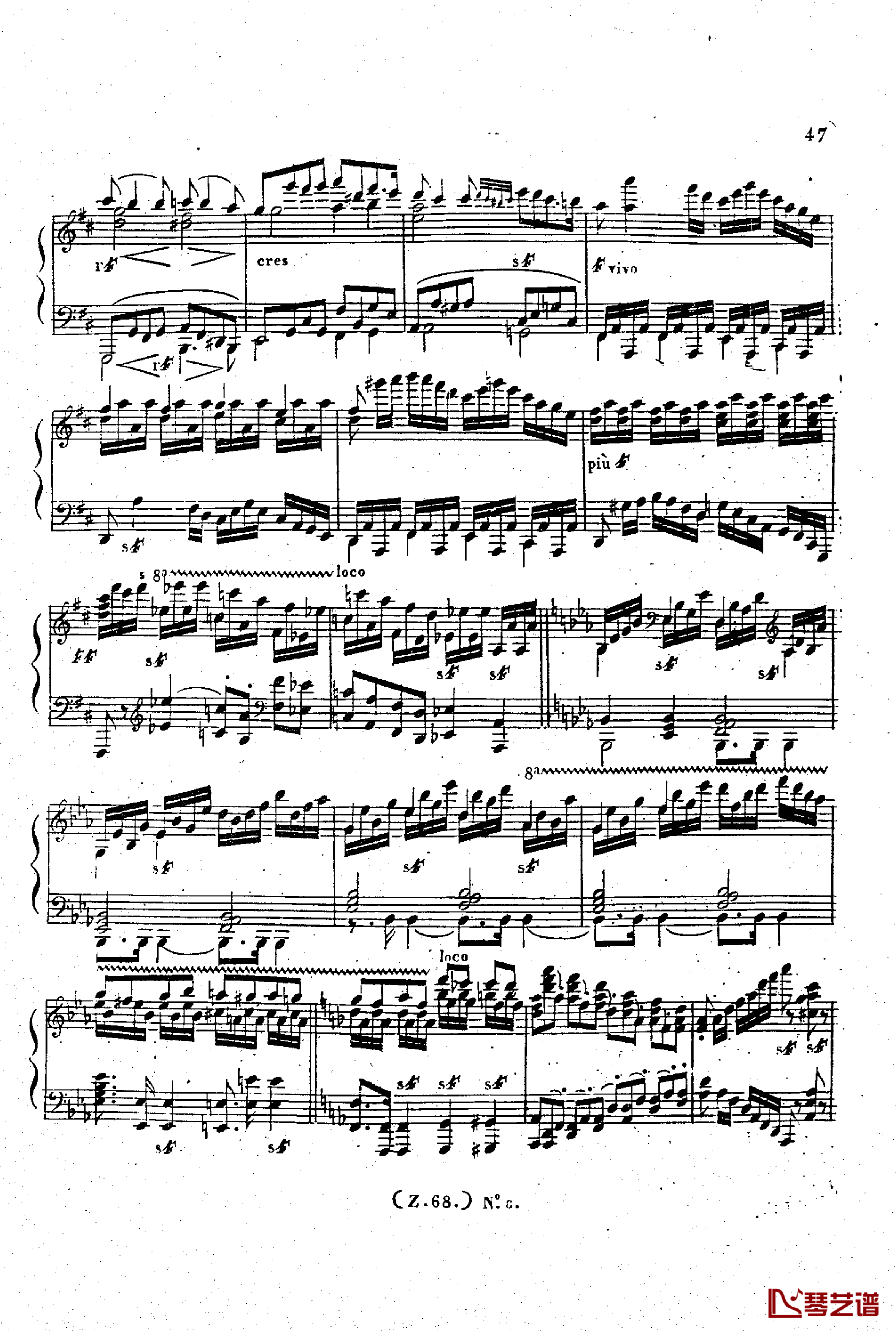  d小调第六钢琴奏鸣曲 Op.124钢琴谱-车尔尼-Czerny48