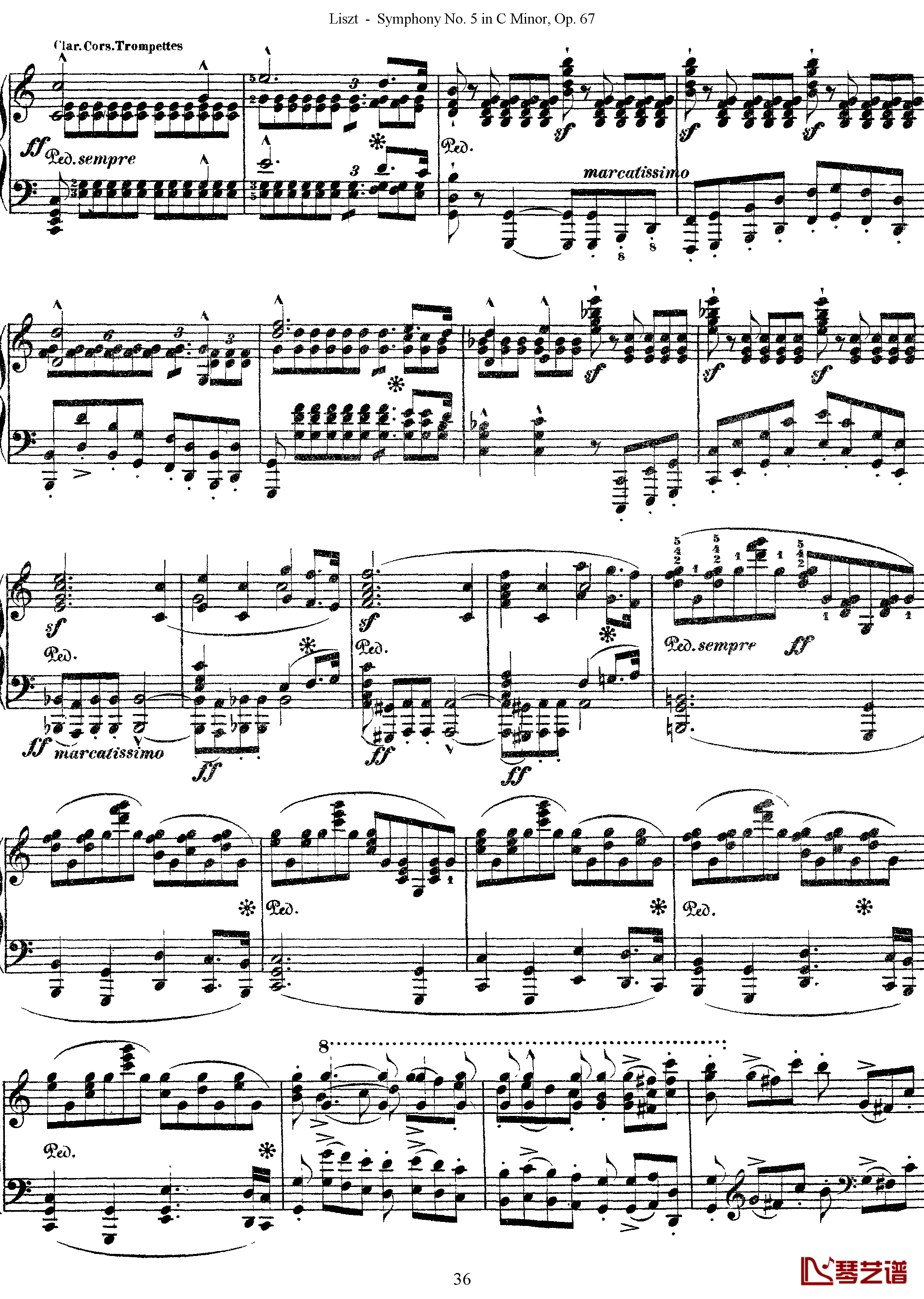 第五交响乐的钢琴曲钢琴谱-李斯特-李斯特改编自贝多芬36