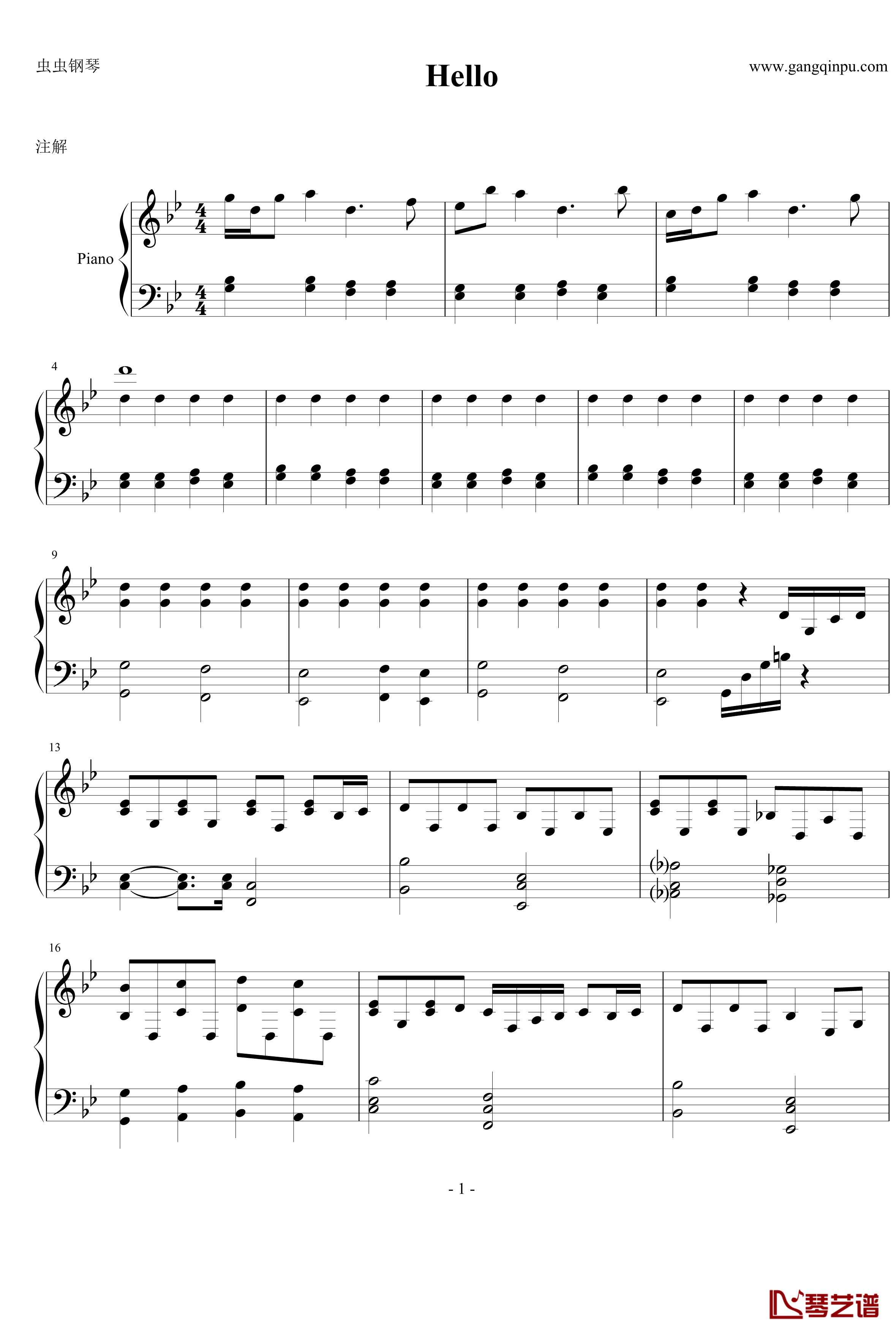 Hello钢琴谱-Jonathan Groff1