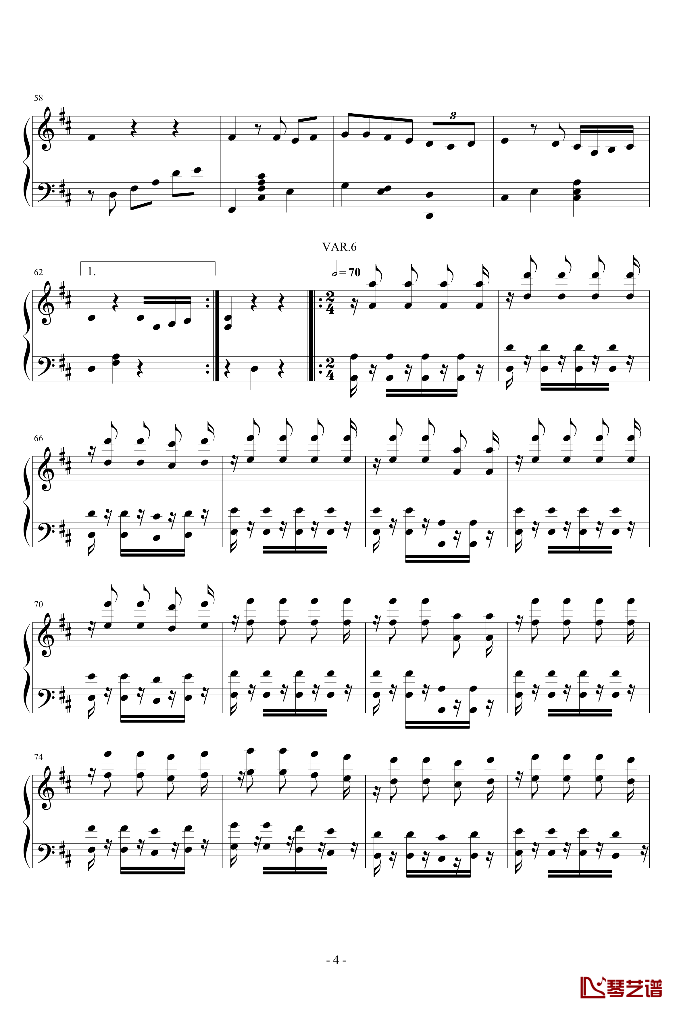 如果你高兴就拍拍手吧创作的7首变奏曲钢琴谱-jsxuyichen4