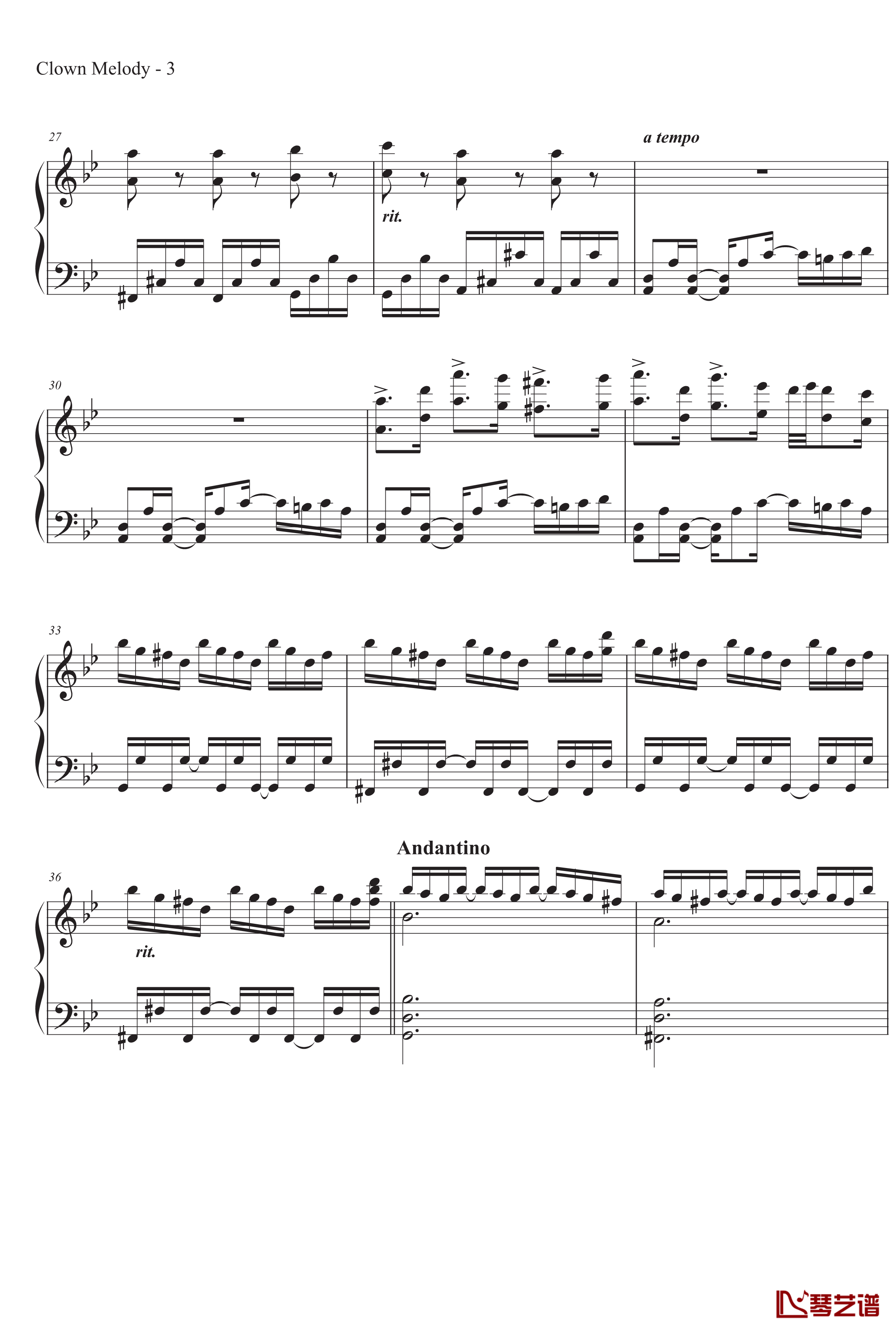 小丑旋律钢琴谱-一-MrSHUM3