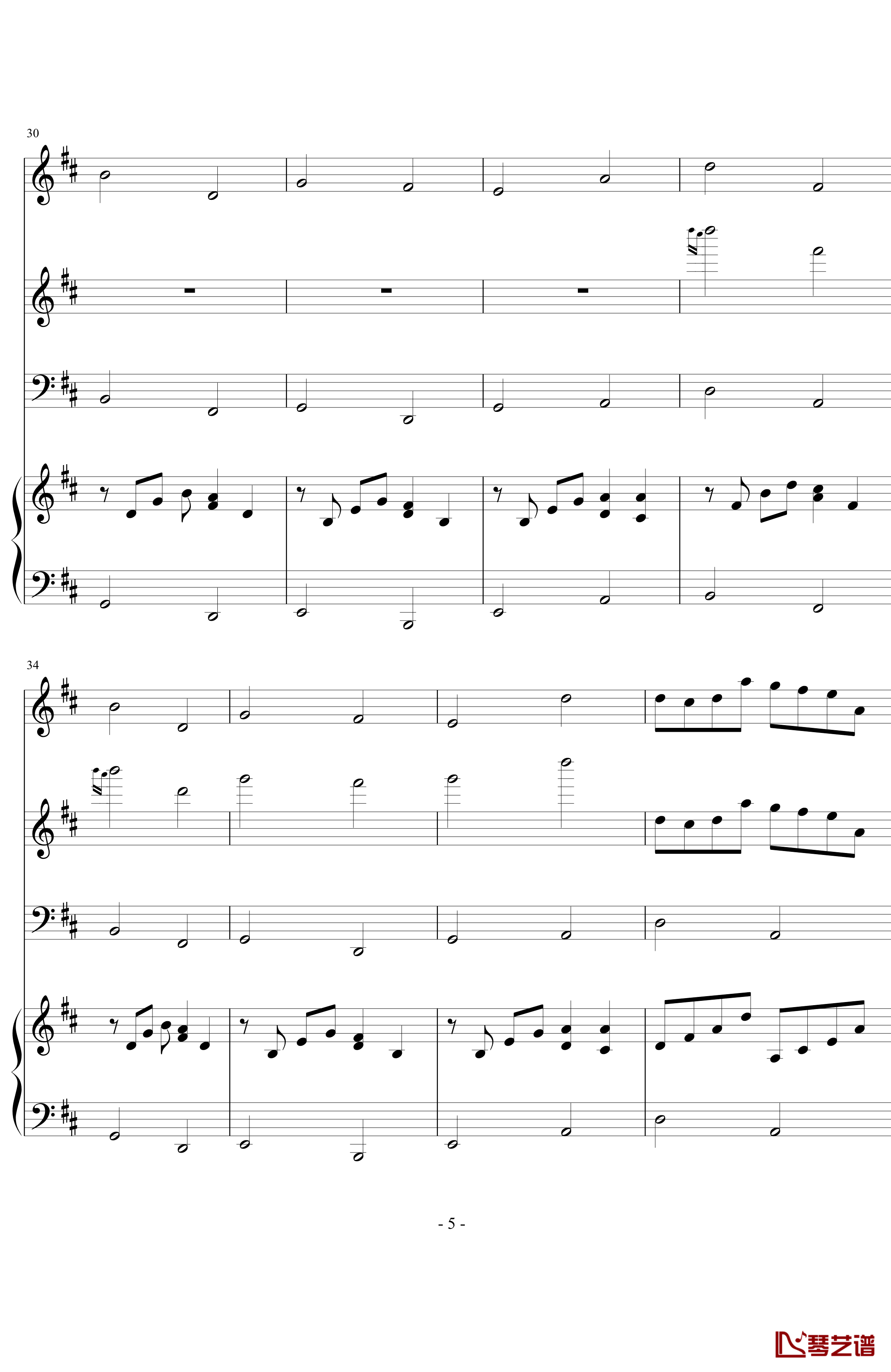 卡农森林版钢琴谱-帕赫贝尔-Pachelbel5