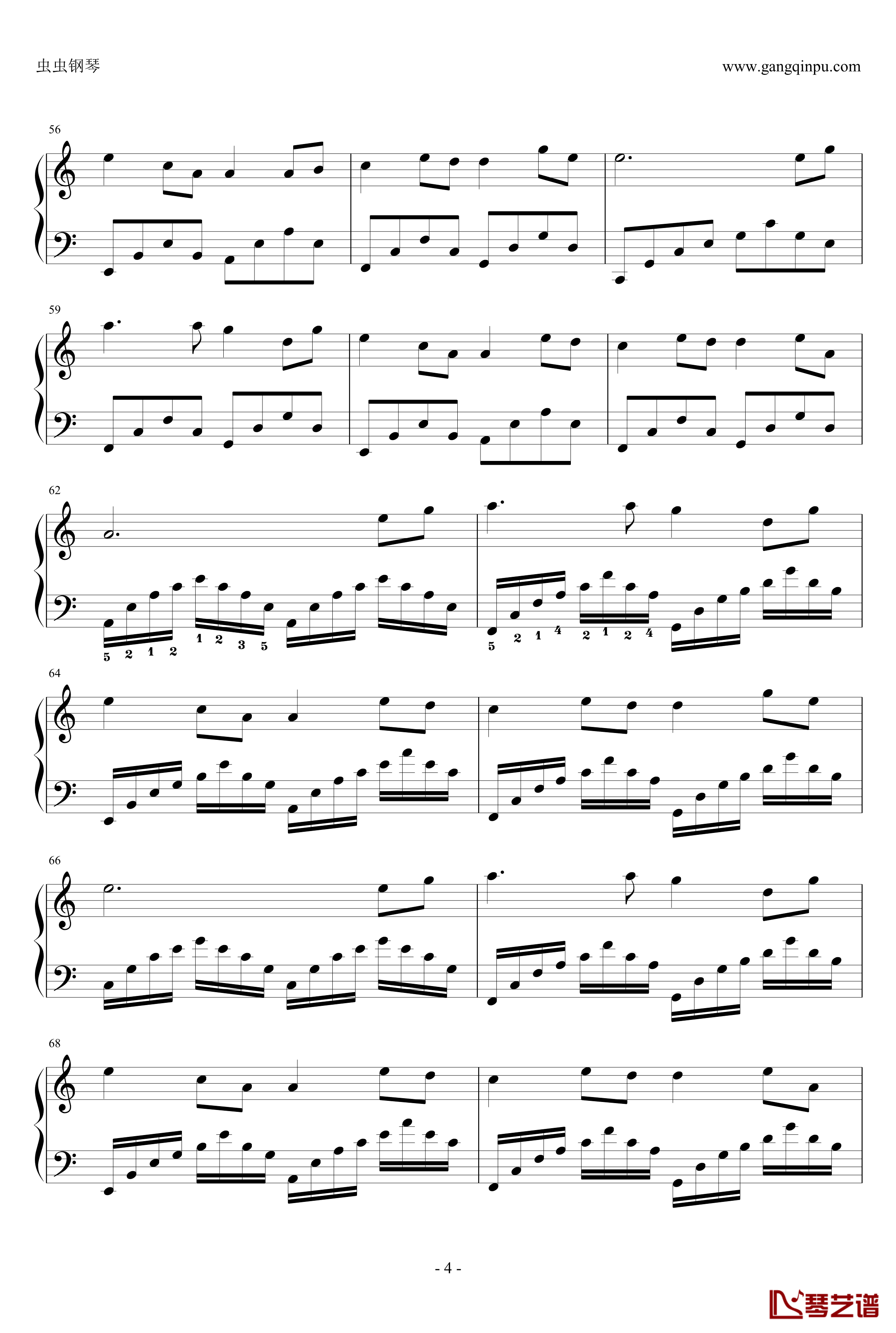 星月神话钢琴谱-优美简单指法版-金莎4