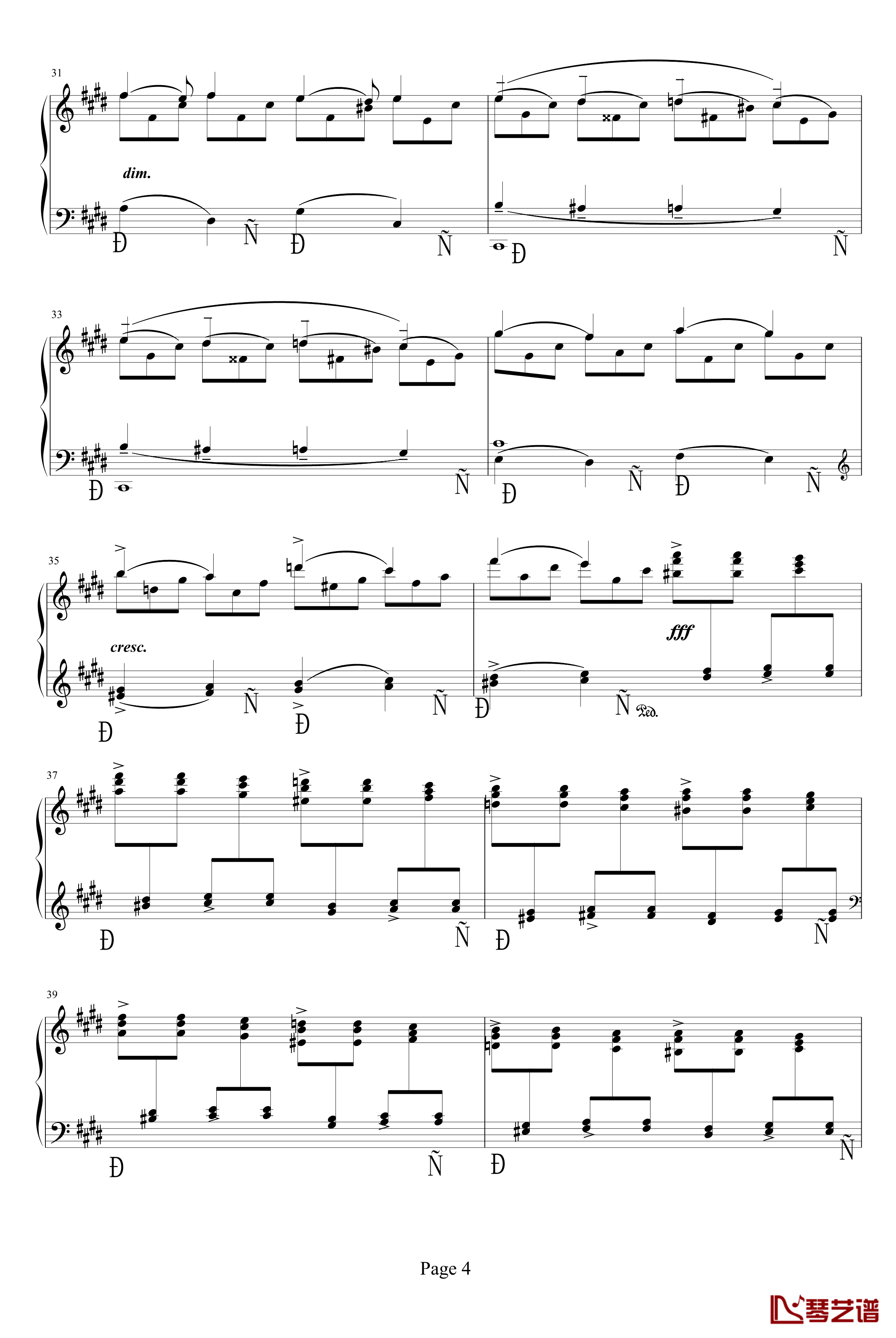 c小调前奏曲钢琴谱-拉赫马尼若夫4