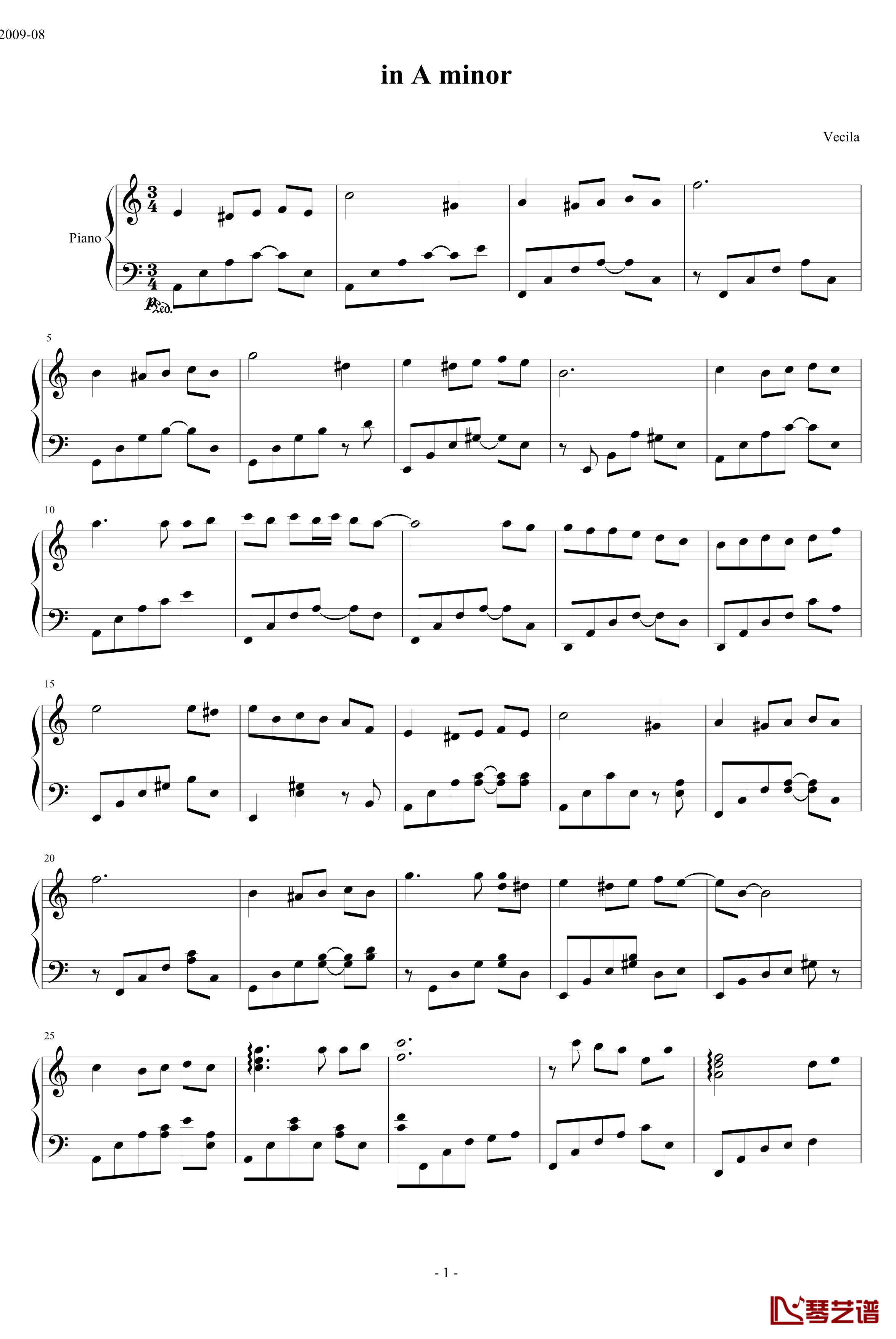 A小调钢琴谱-无题-Vecila1