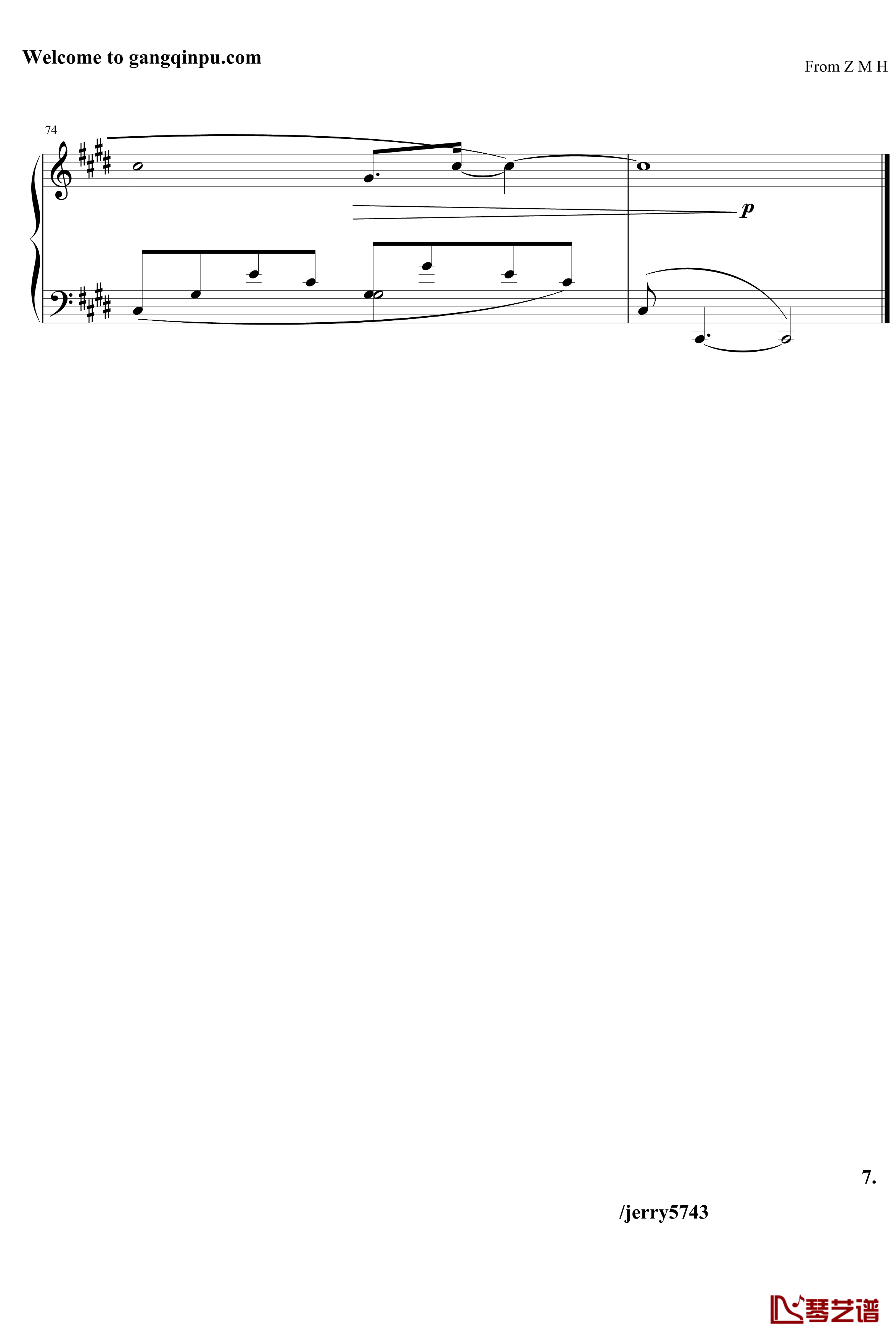 夜曲Op7.6钢琴谱-中西式-jerry57437