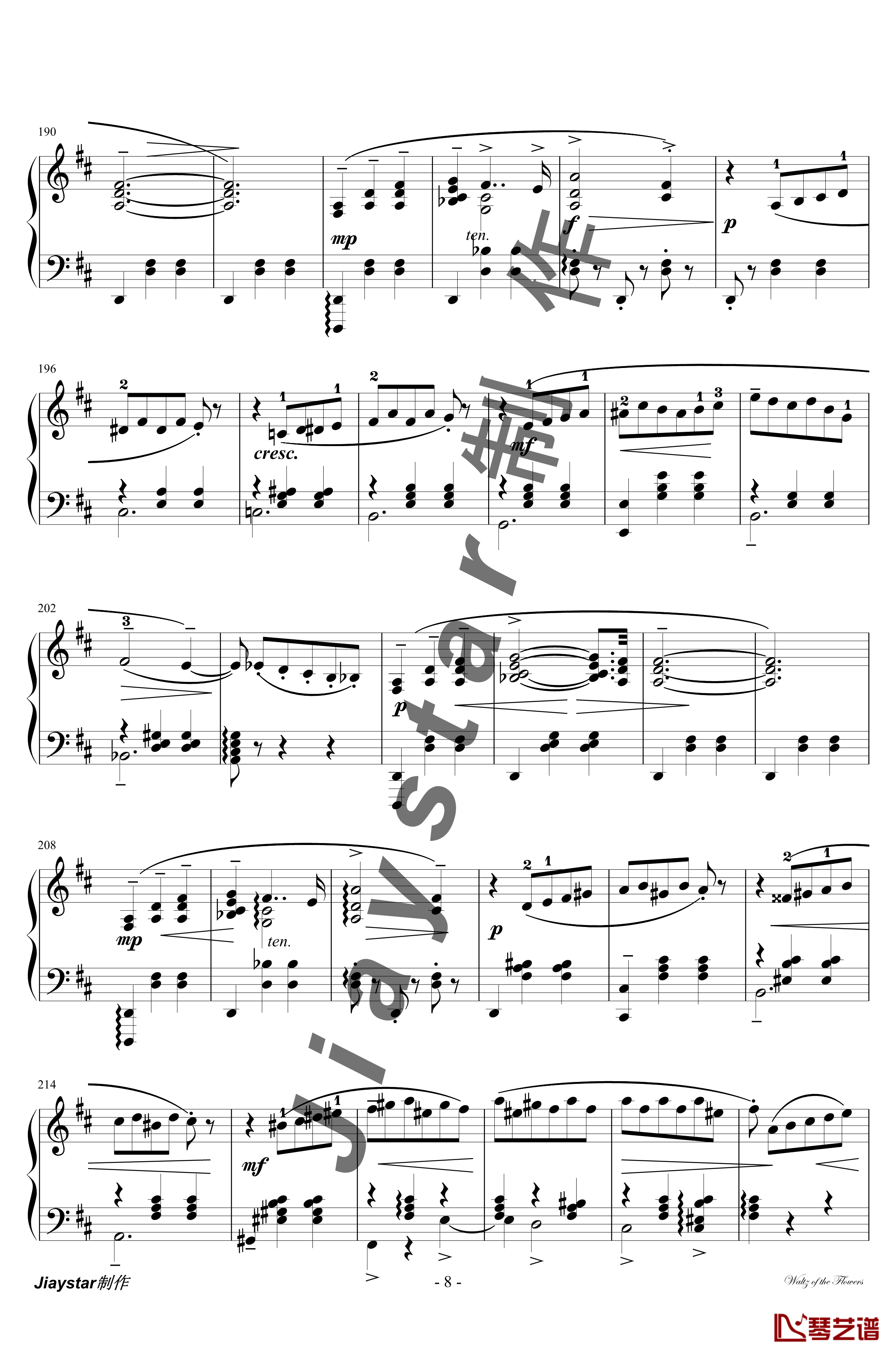 花的圆舞曲钢琴谱-柴科夫斯基8