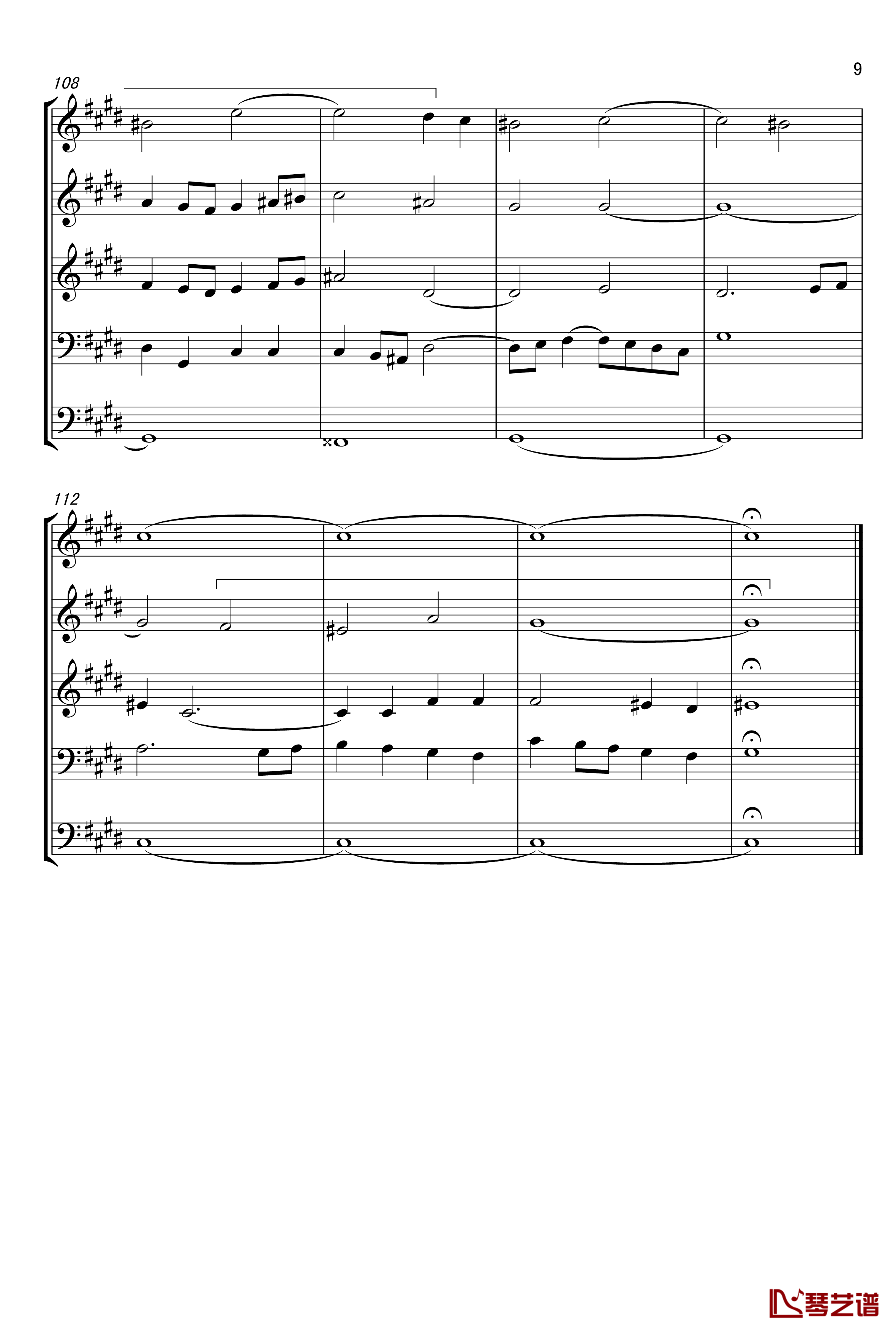 c小调赋格声部分析谱钢琴谱-选自巴赫平均律第一册-巴赫9