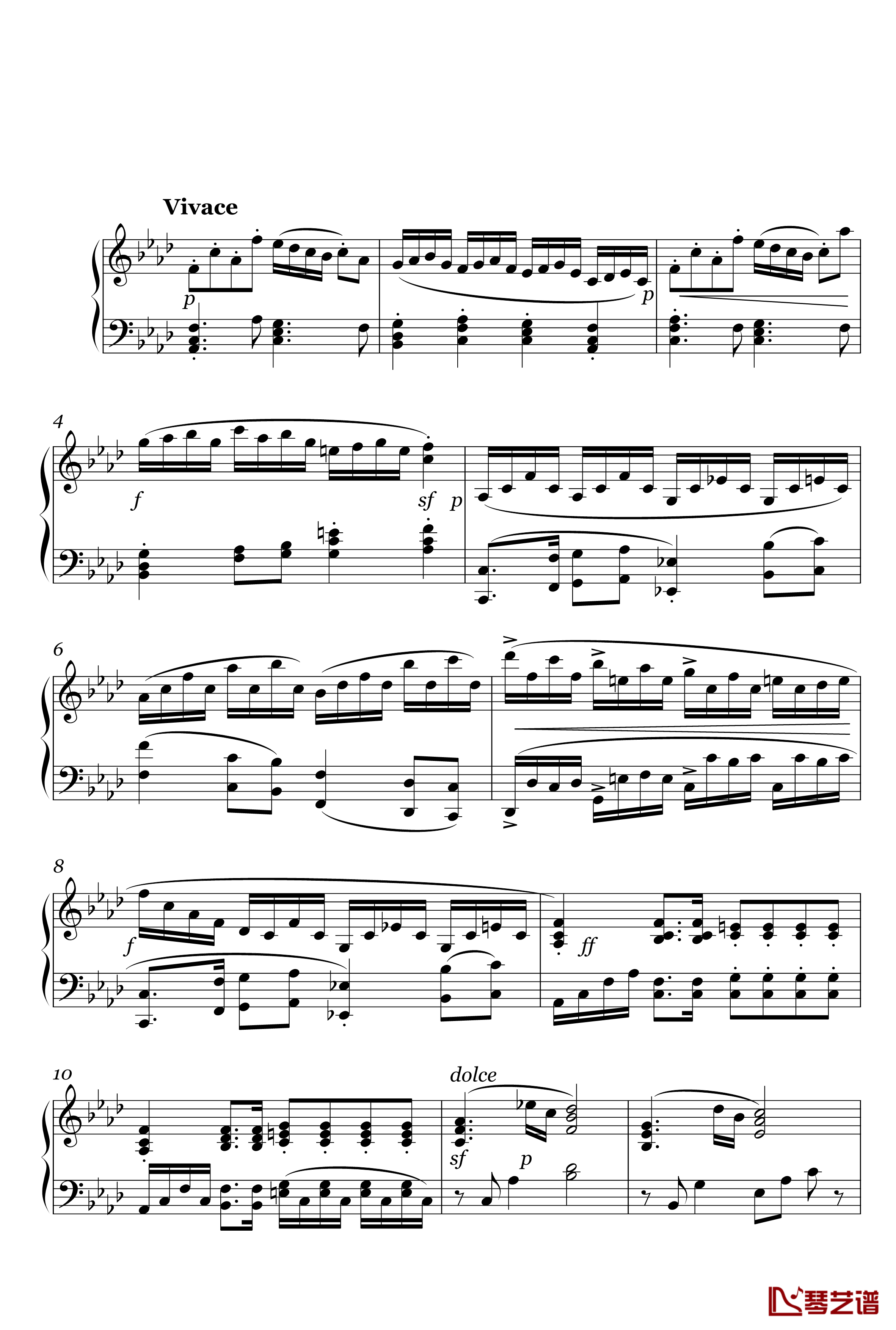 Allegro Vivace钢琴谱 Op.1 No.2-Rachmania!1