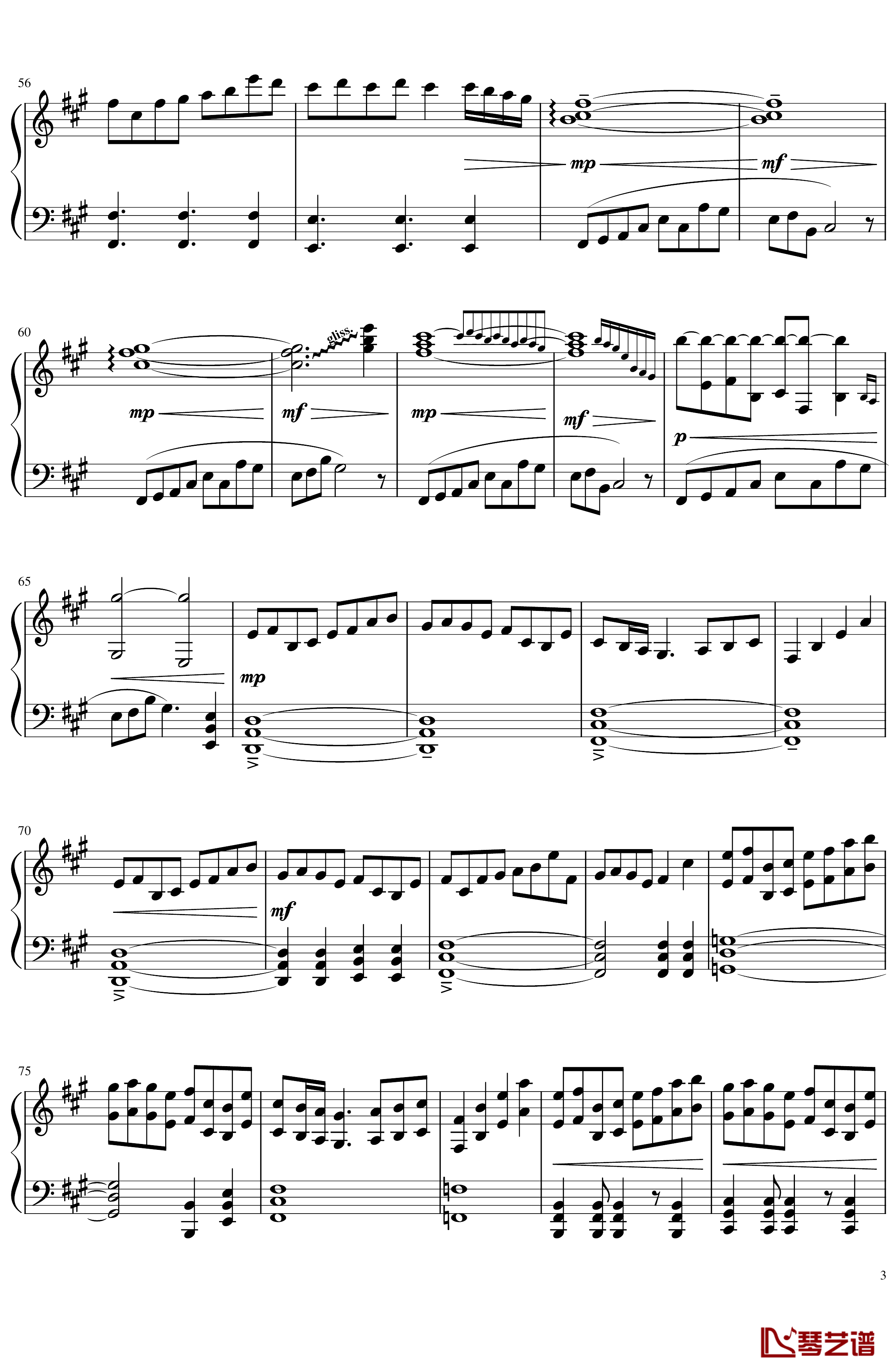 ソロモンの白椿钢琴谱-交响乐转钢琴版-碧蓝航线3