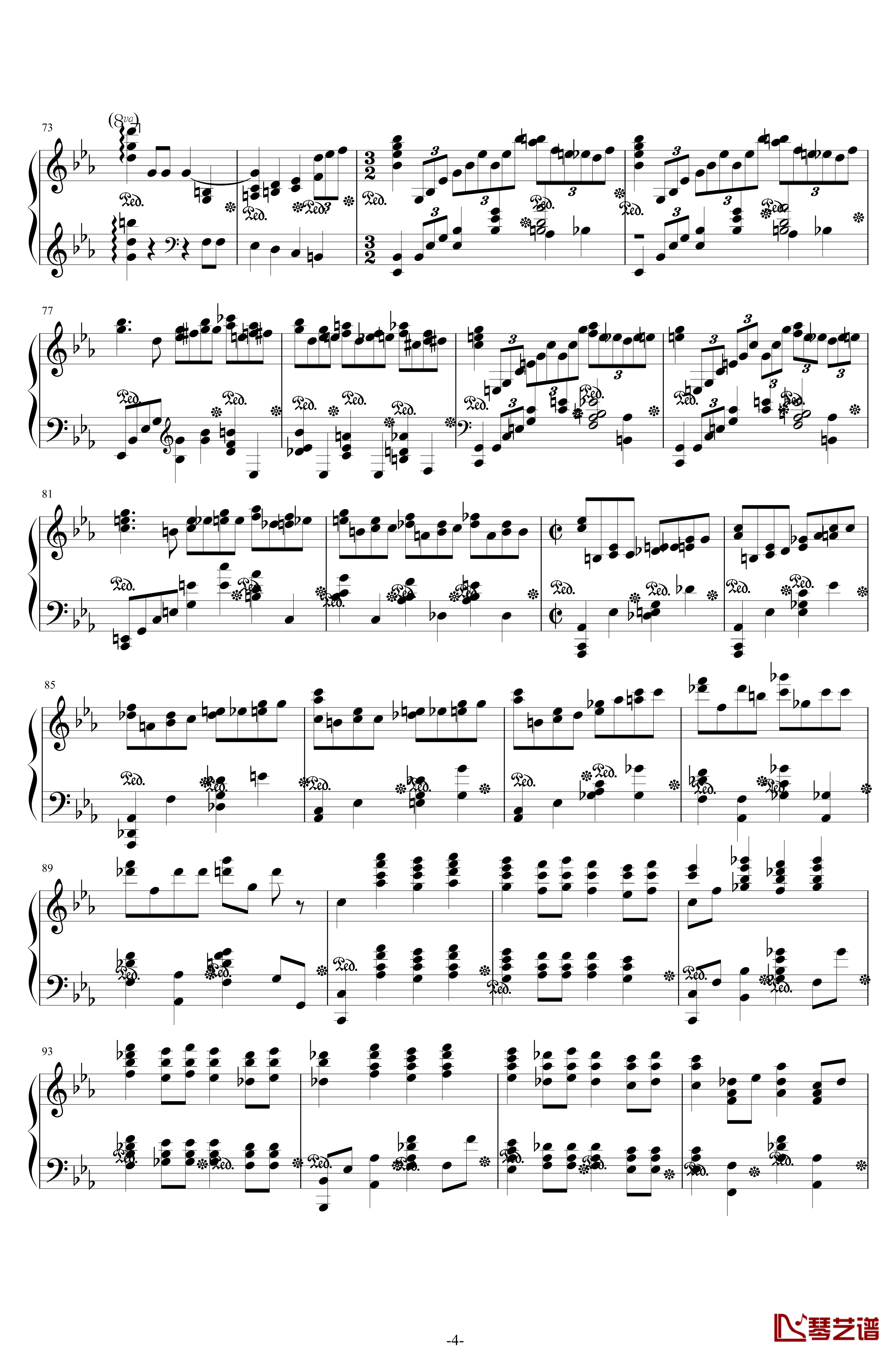 第二钢琴协奏曲钢琴谱--第三乐章独奏版-拉赫马尼若夫-c小调4