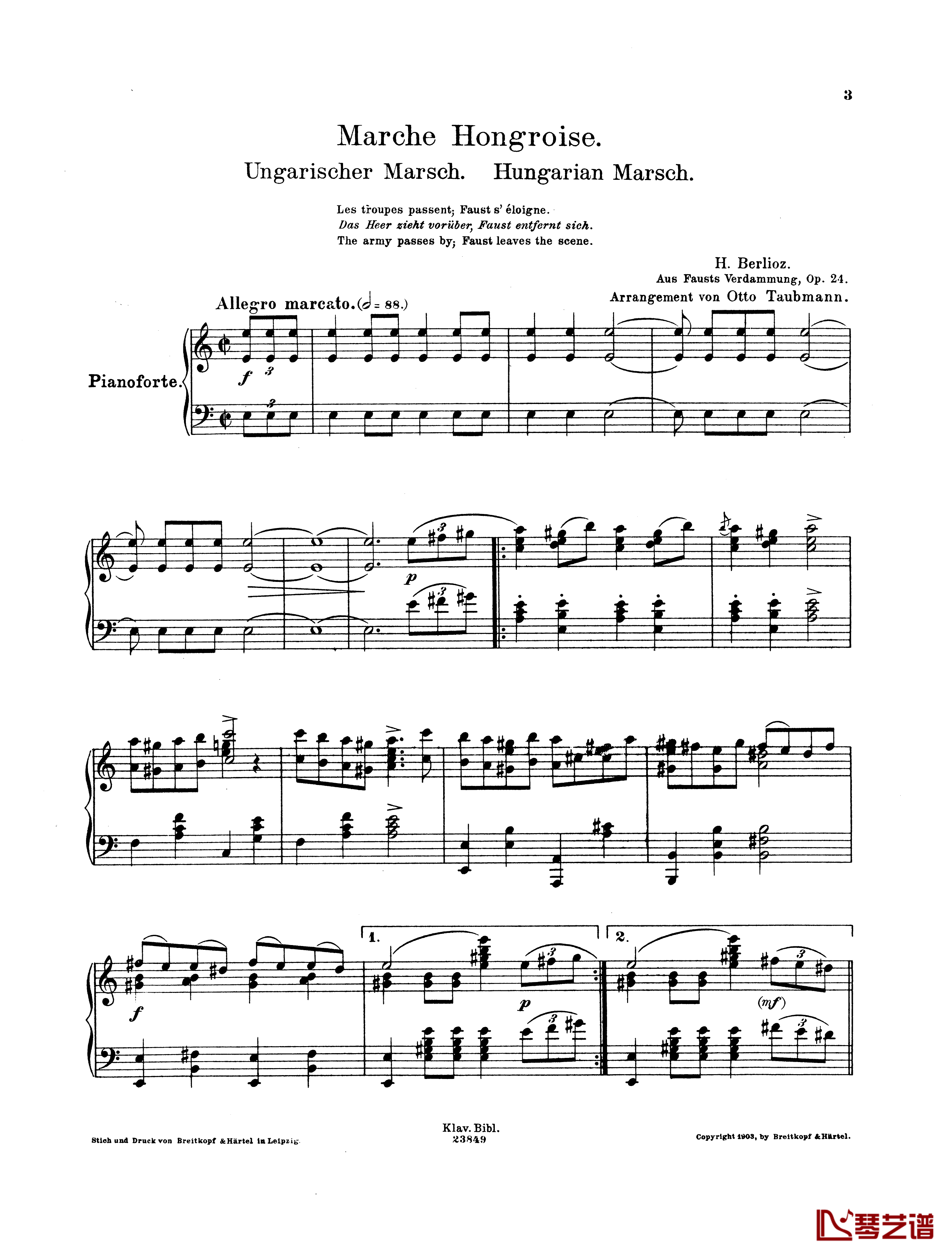 拉科西进行曲 Op.24钢琴谱-柏辽兹1