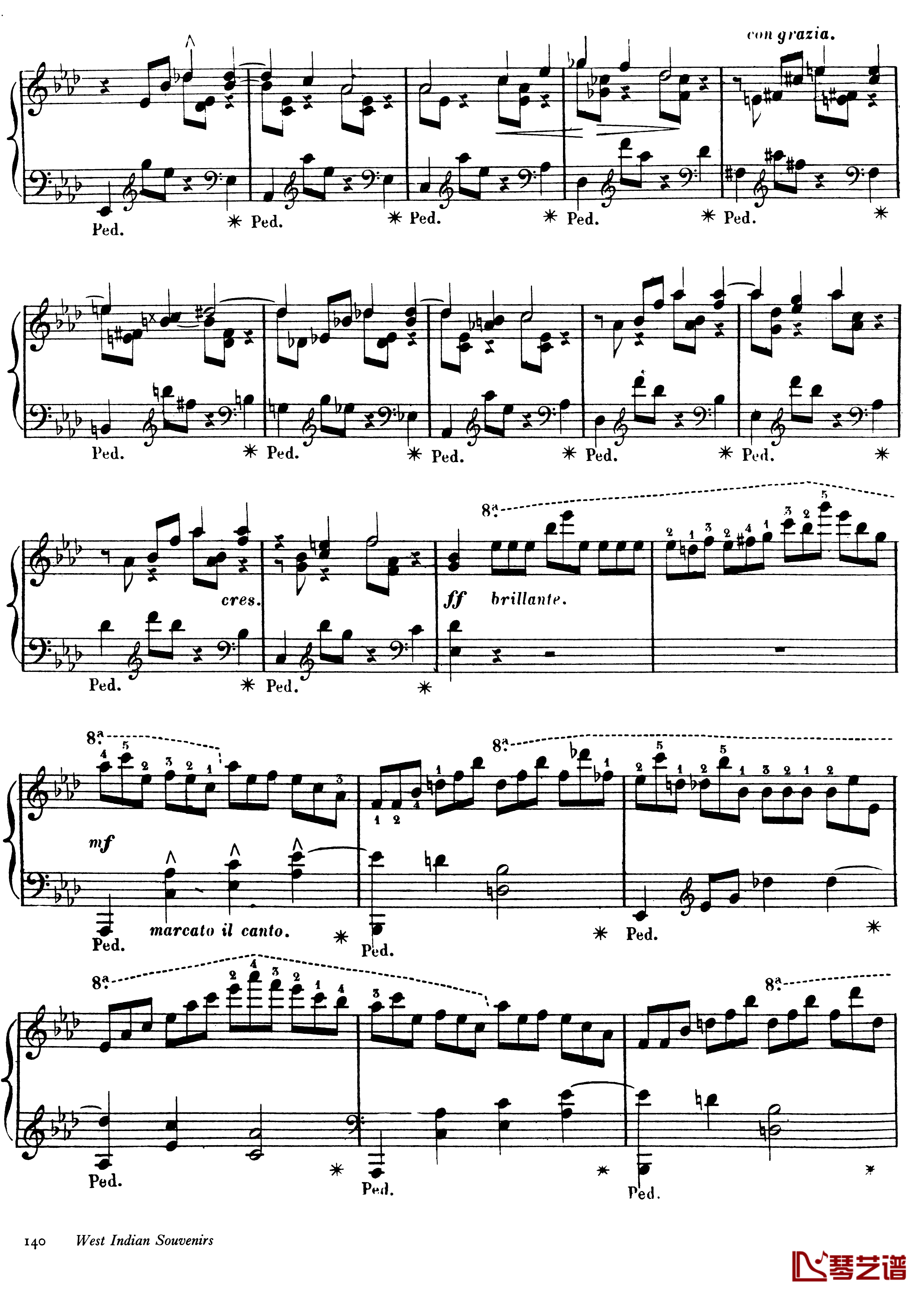 西印度小夜曲 Op.11钢琴谱-戈特沙尔克8