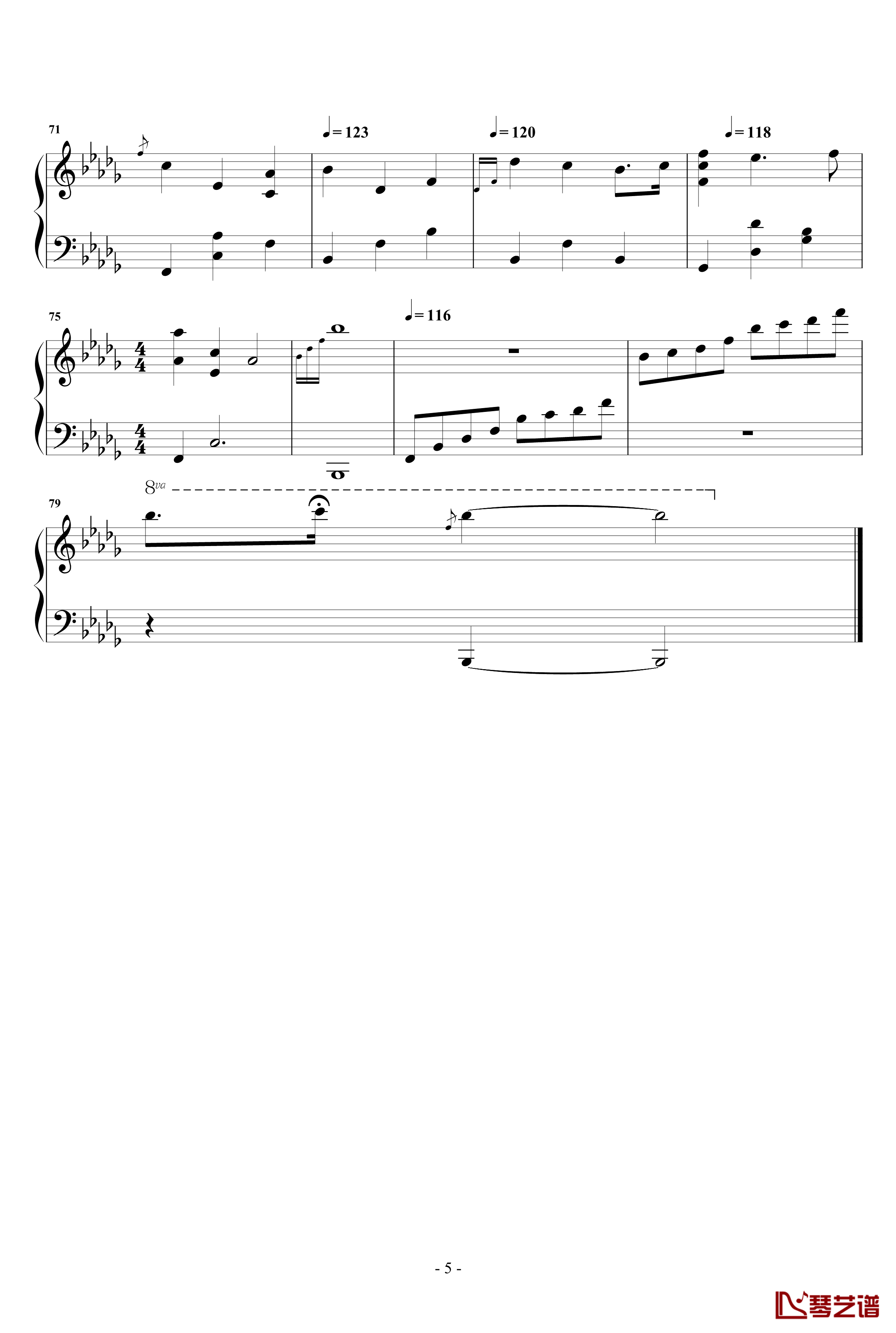 夏语钢琴谱-夜的钢琴曲IV-石进5