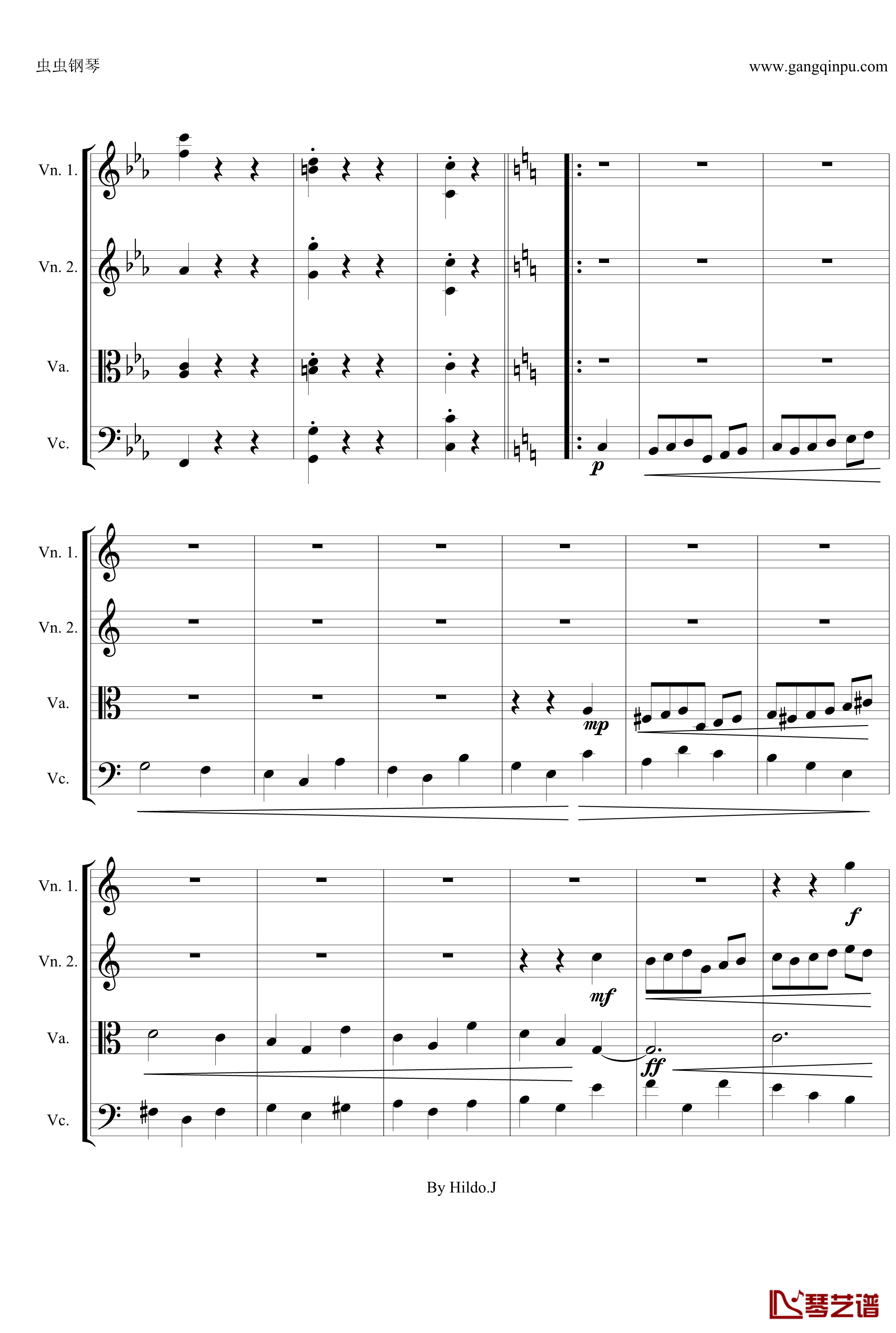 命运交响曲第三乐章钢琴谱-弦乐版-贝多芬-beethoven11