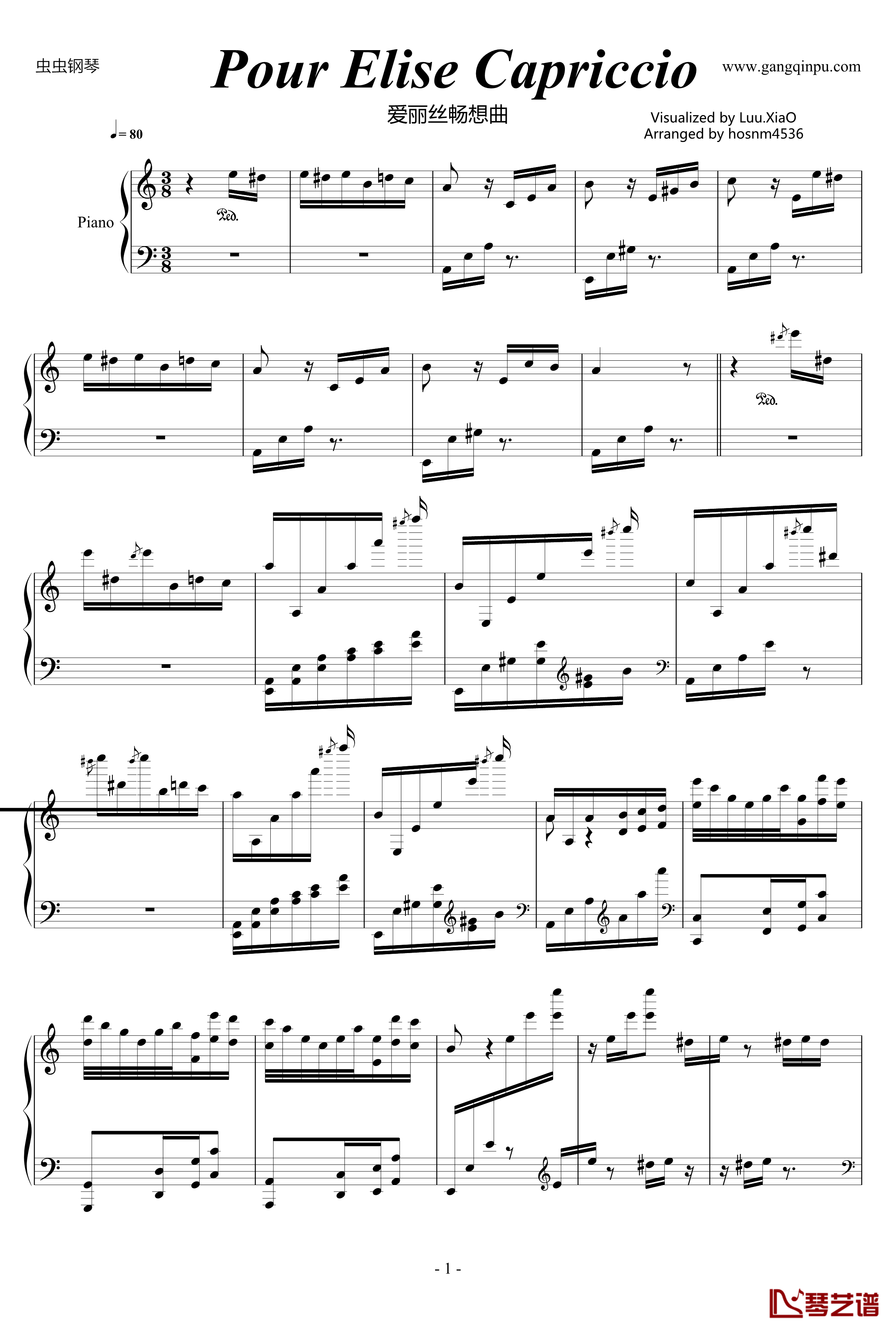 爱丽丝畅想曲钢琴谱-贝多芬-beethoven1