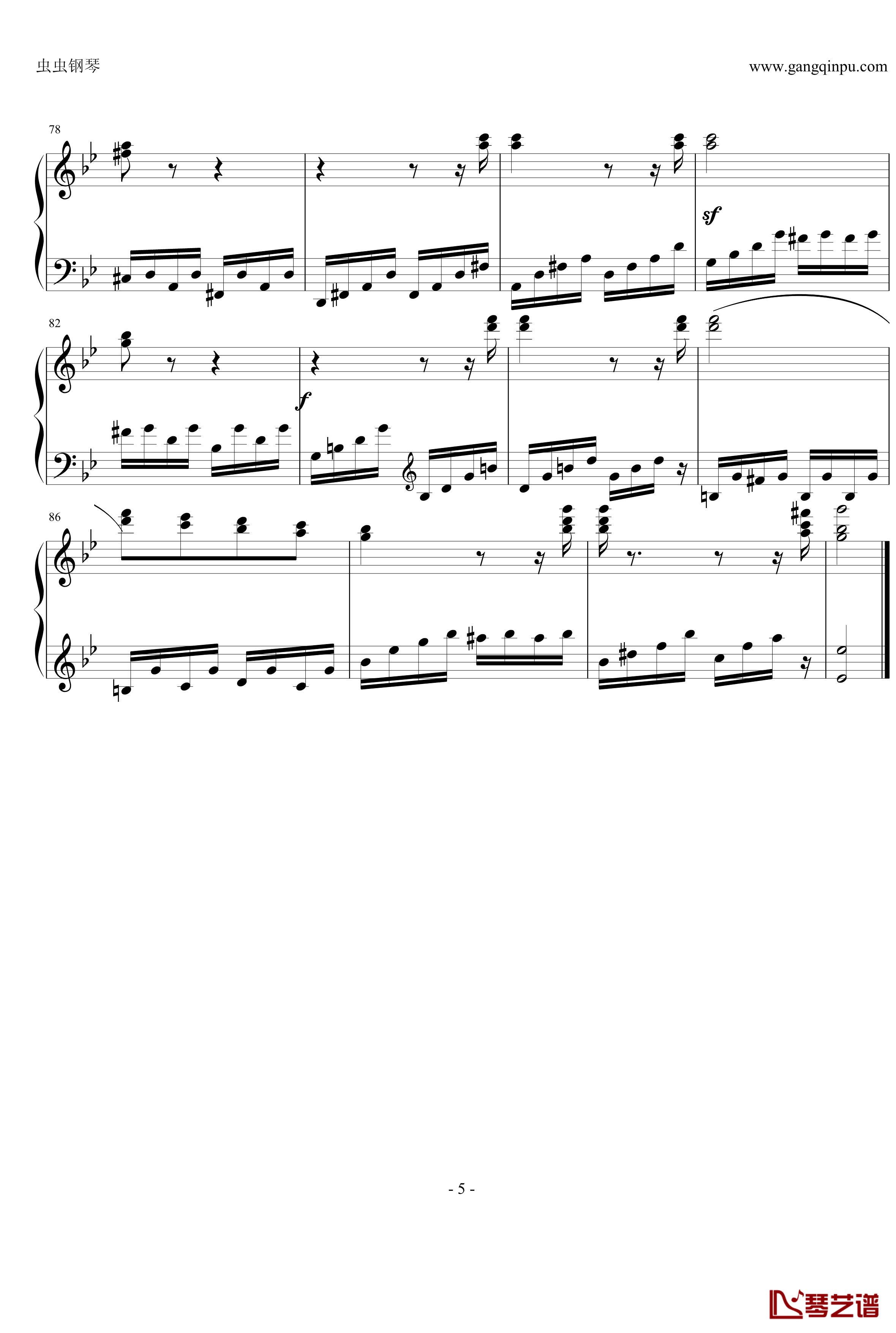 热情奏鸣曲钢琴谱-第三乐章简化改编版-贝多芬-beethoven5