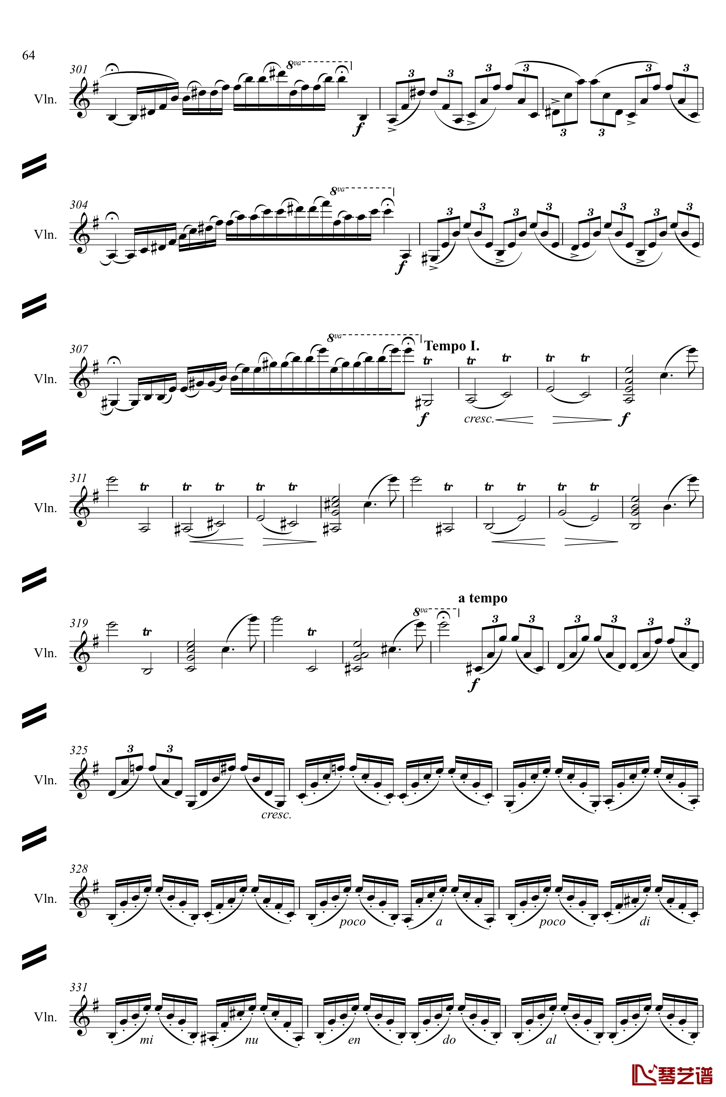 e小调小提琴协奏曲Op.64钢琴谱-第一乐章-门德尔松64