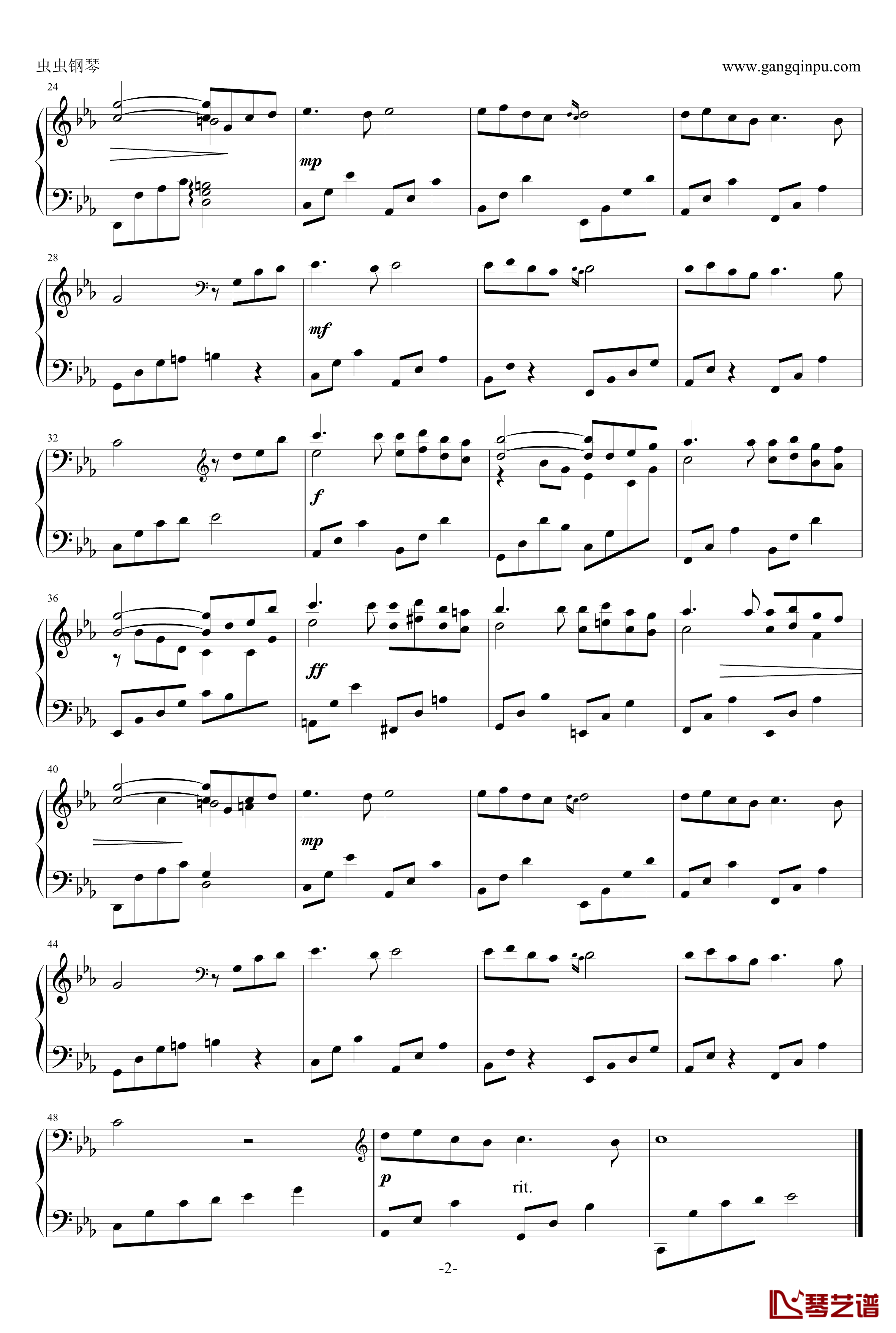 神秘花园钢琴谱——乐之琴独奏版-克莱德曼2