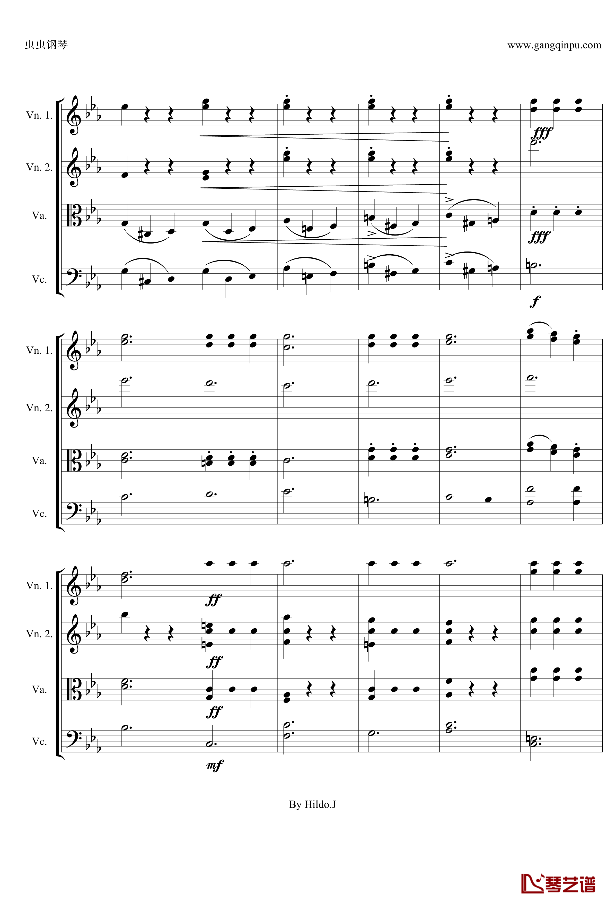 命运交响曲第三乐章钢琴谱-弦乐版-贝多芬-beethoven6