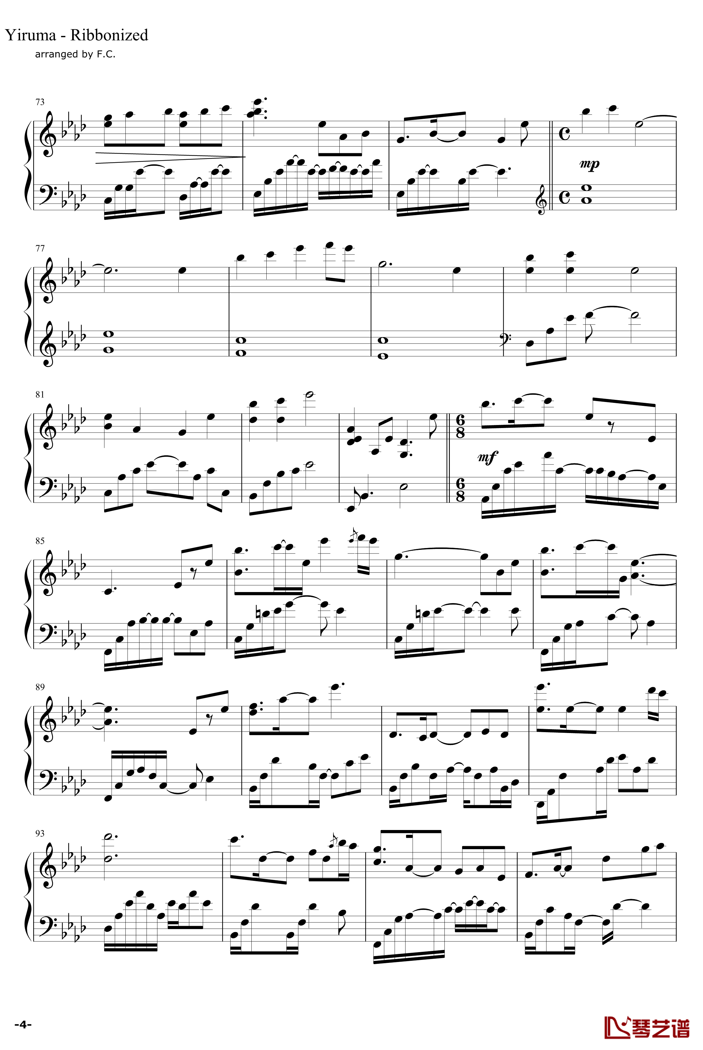 Ribboinzed钢琴谱-Yiruma4
