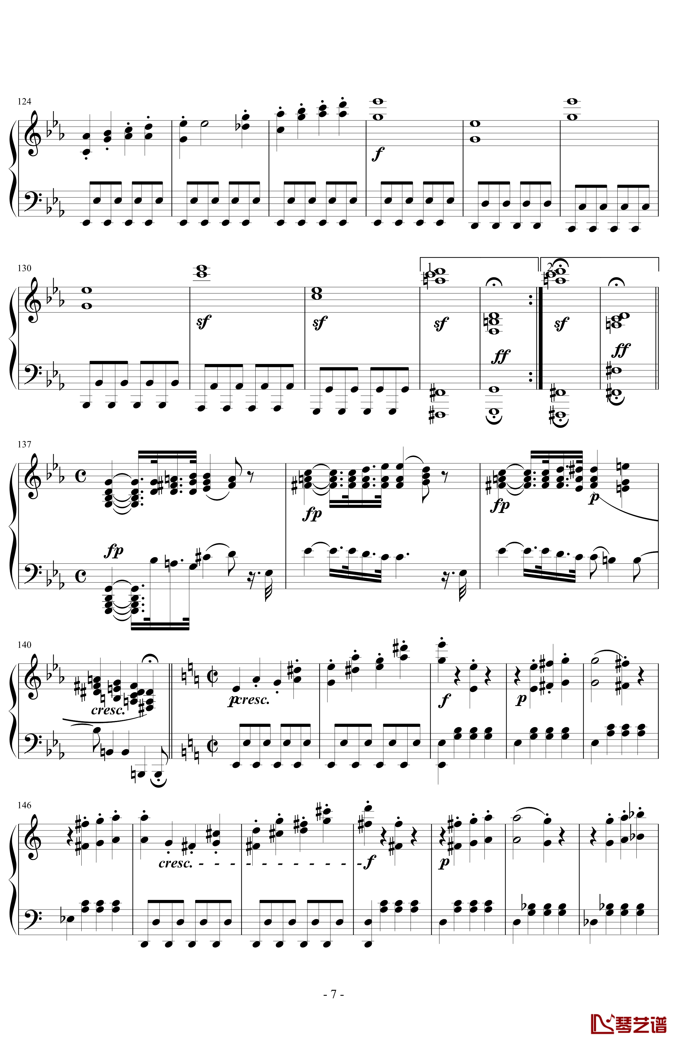 悲怆奏鸣曲第一乐章钢琴谱-贝多芬-beethoven7