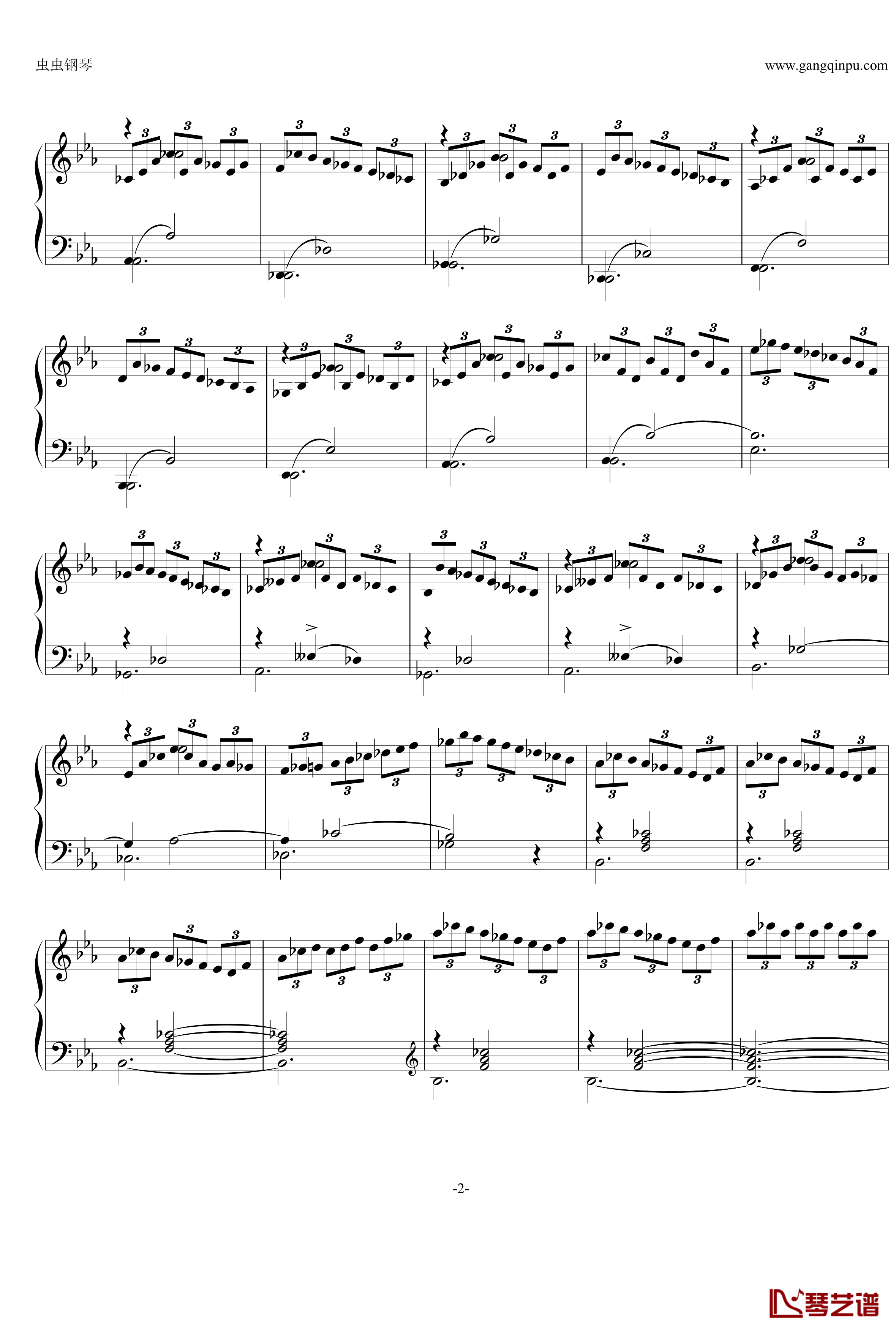 即兴曲Op.90 No.2钢琴谱-舒伯特-又名D899 No.22