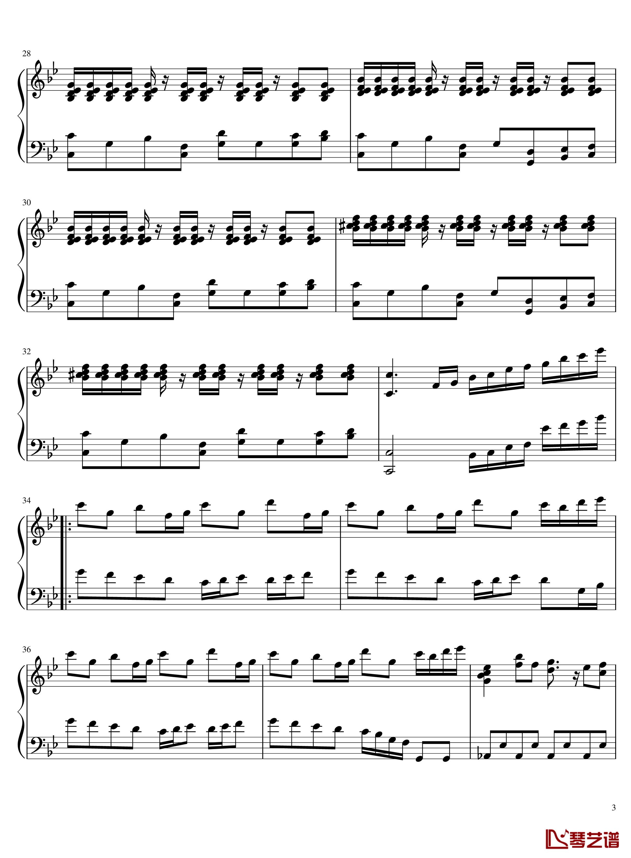 白龙少年钢琴谱-千与千寻精制版3