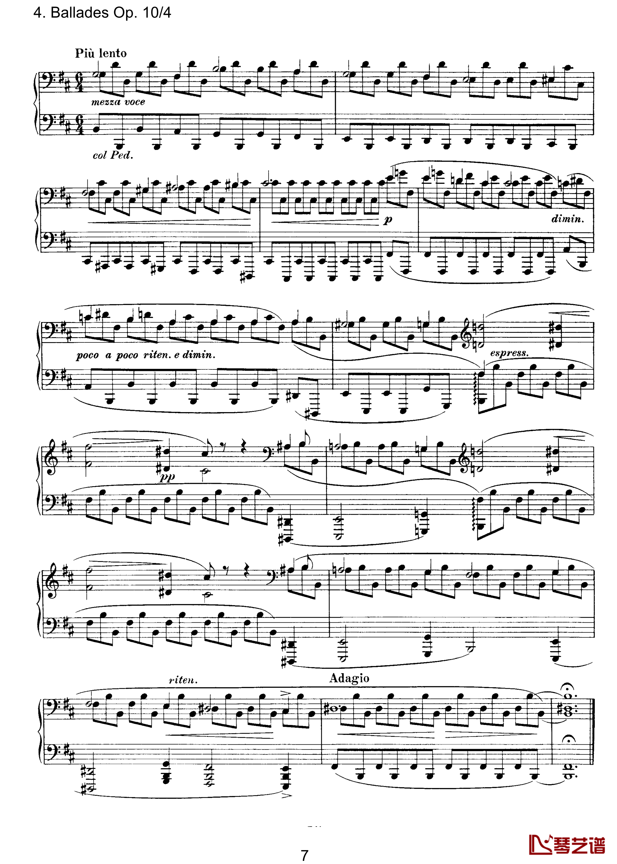 叙事曲钢琴谱-Op.10  No.4-勃拉姆斯7
