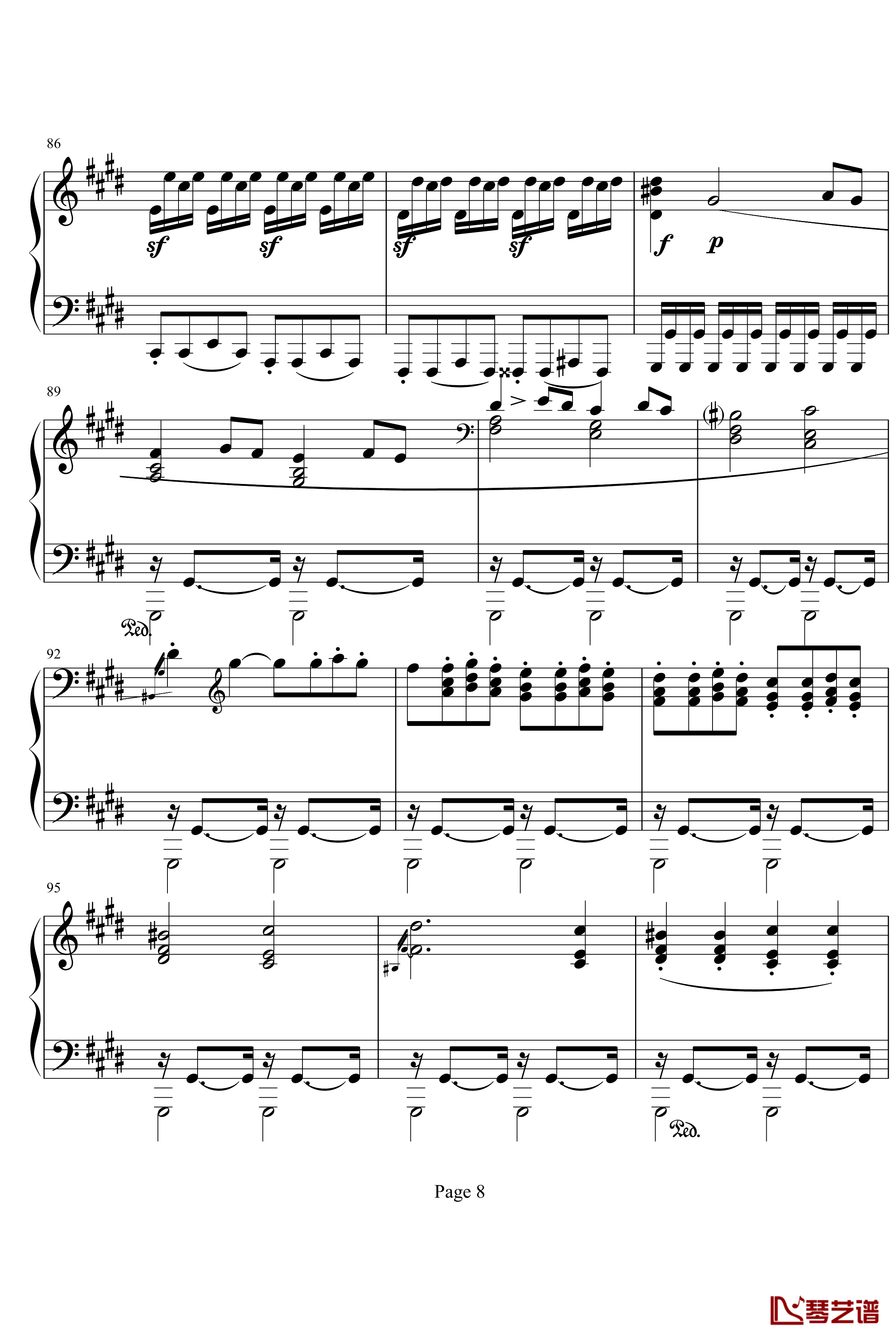 月光奏明曲钢琴谱-作品27之2-贝多芬-beethoven8