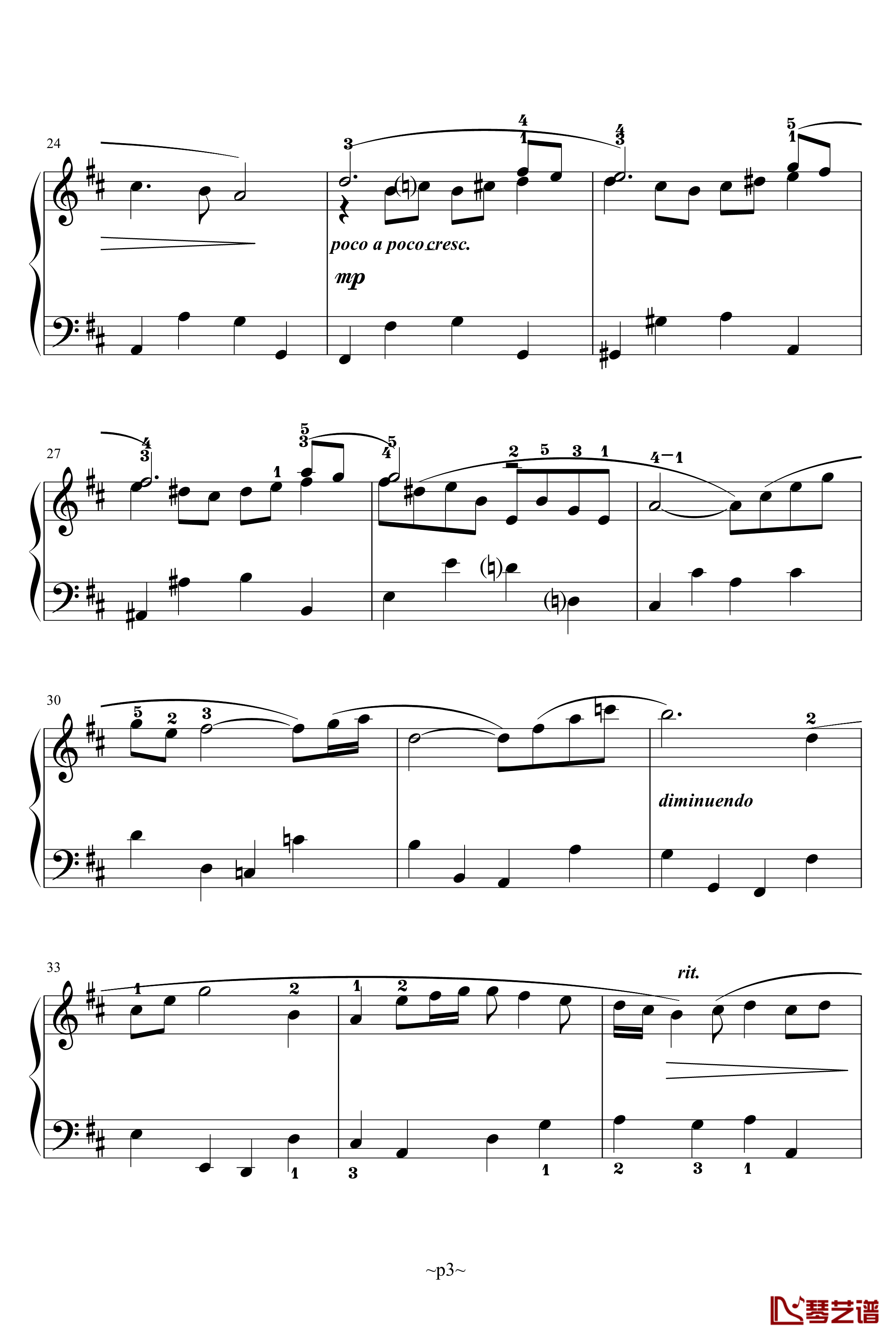 G弦之歌钢琴谱-巴赫-P.E.Bach3