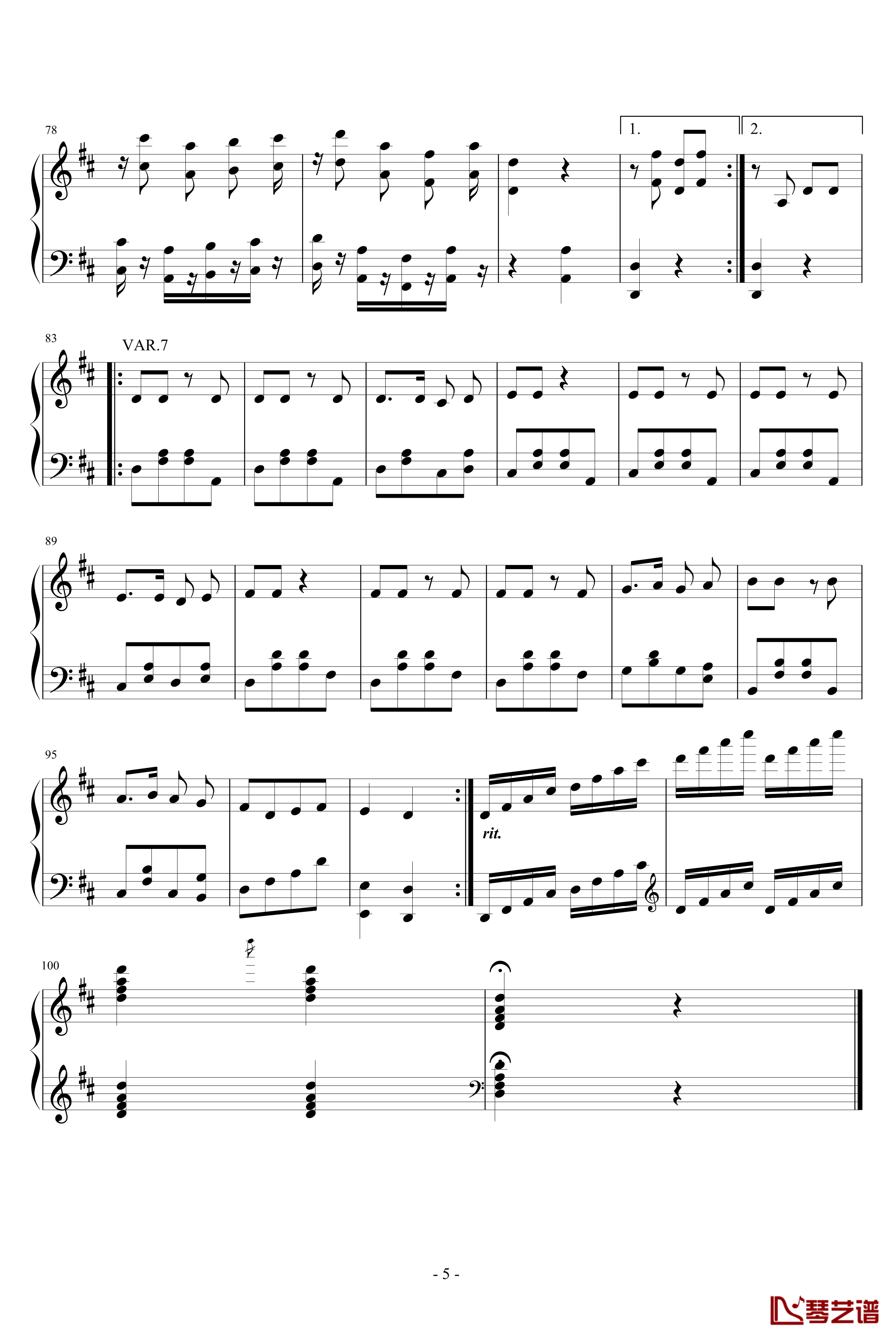 如果你高兴就拍拍手吧创作的7首变奏曲钢琴谱-jsxuyichen5