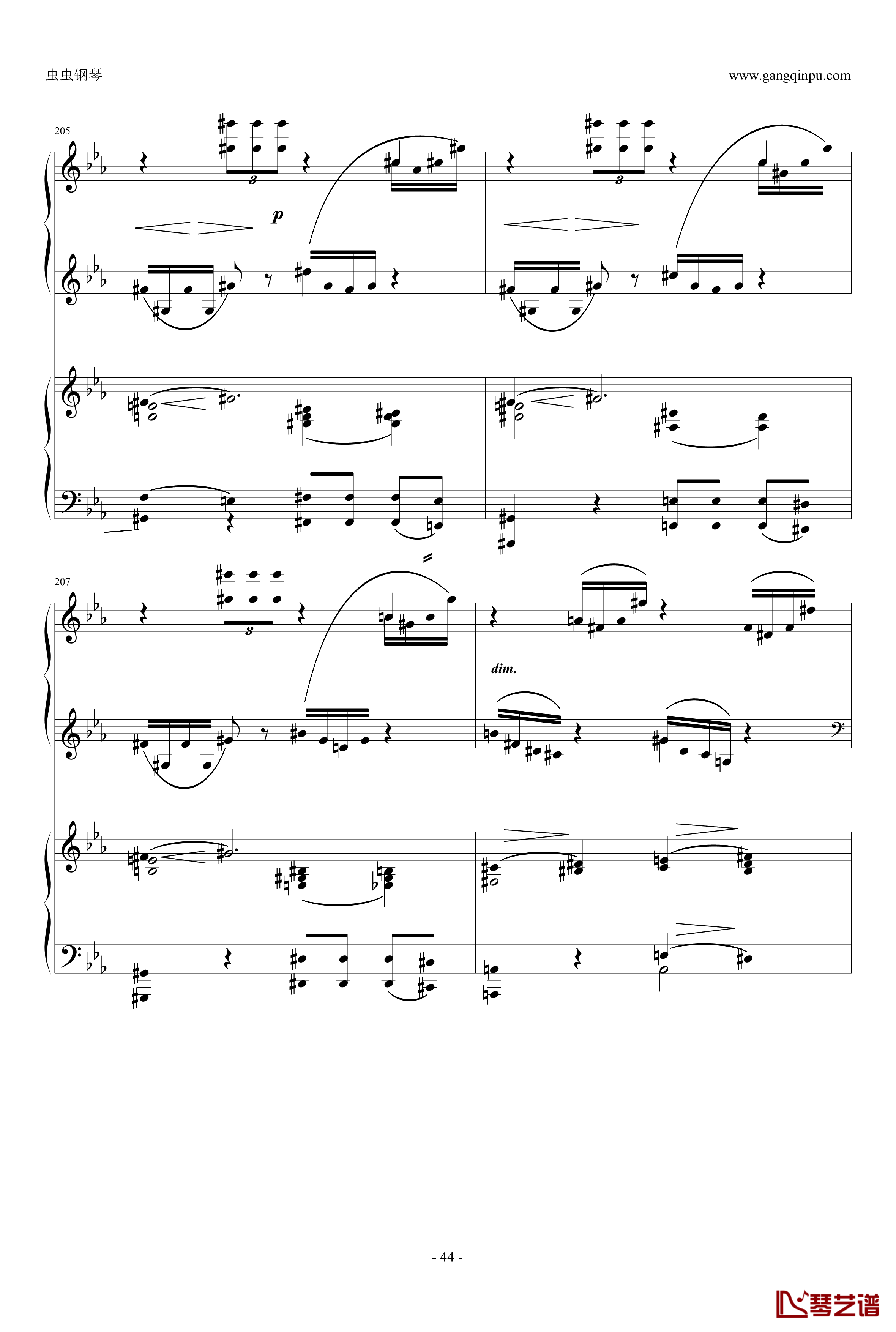 c小调第2钢琴协奏曲钢琴谱-拉赫马尼若夫44