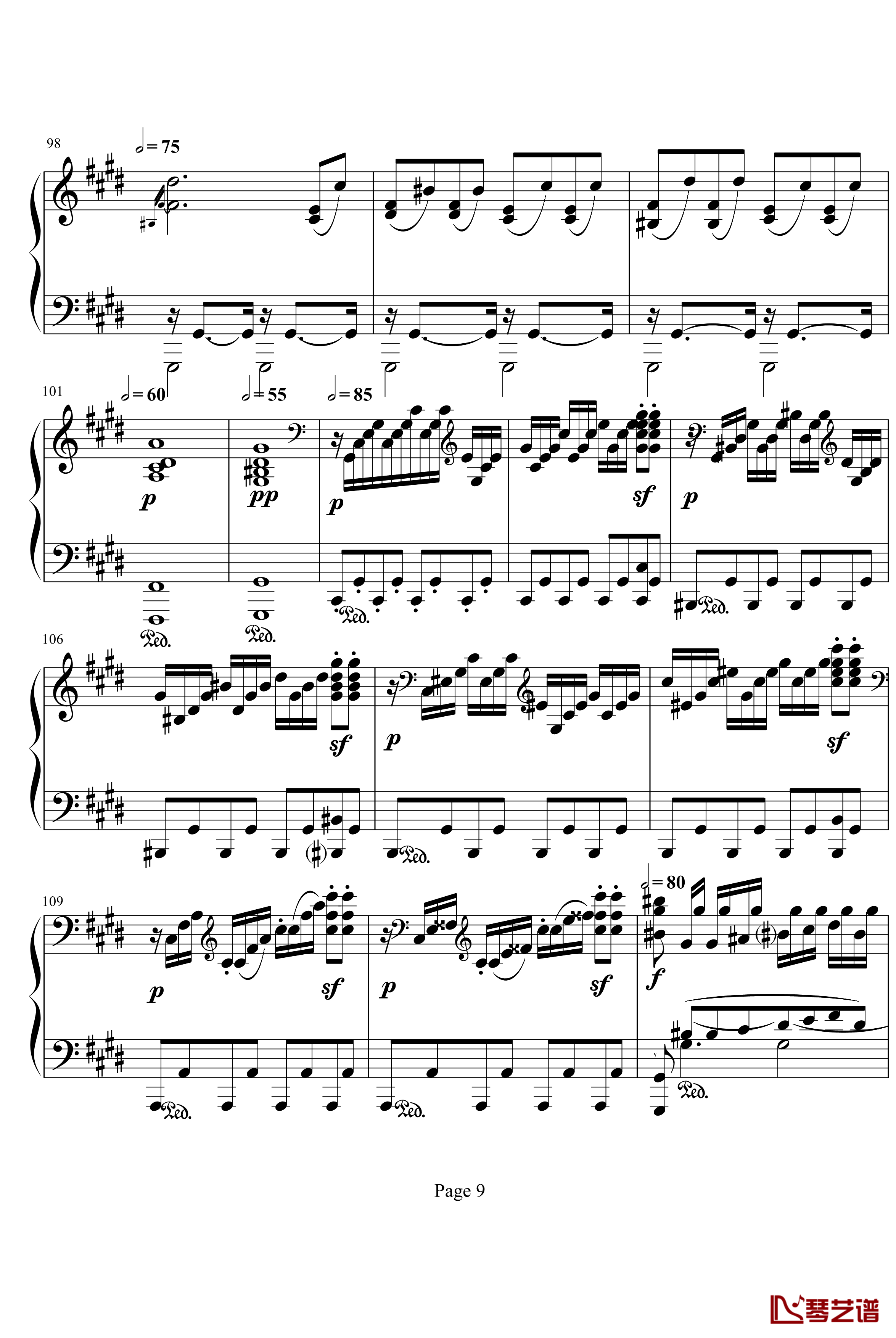 月光奏鸣曲第三乐章钢琴谱-贝多芬-beethoven9