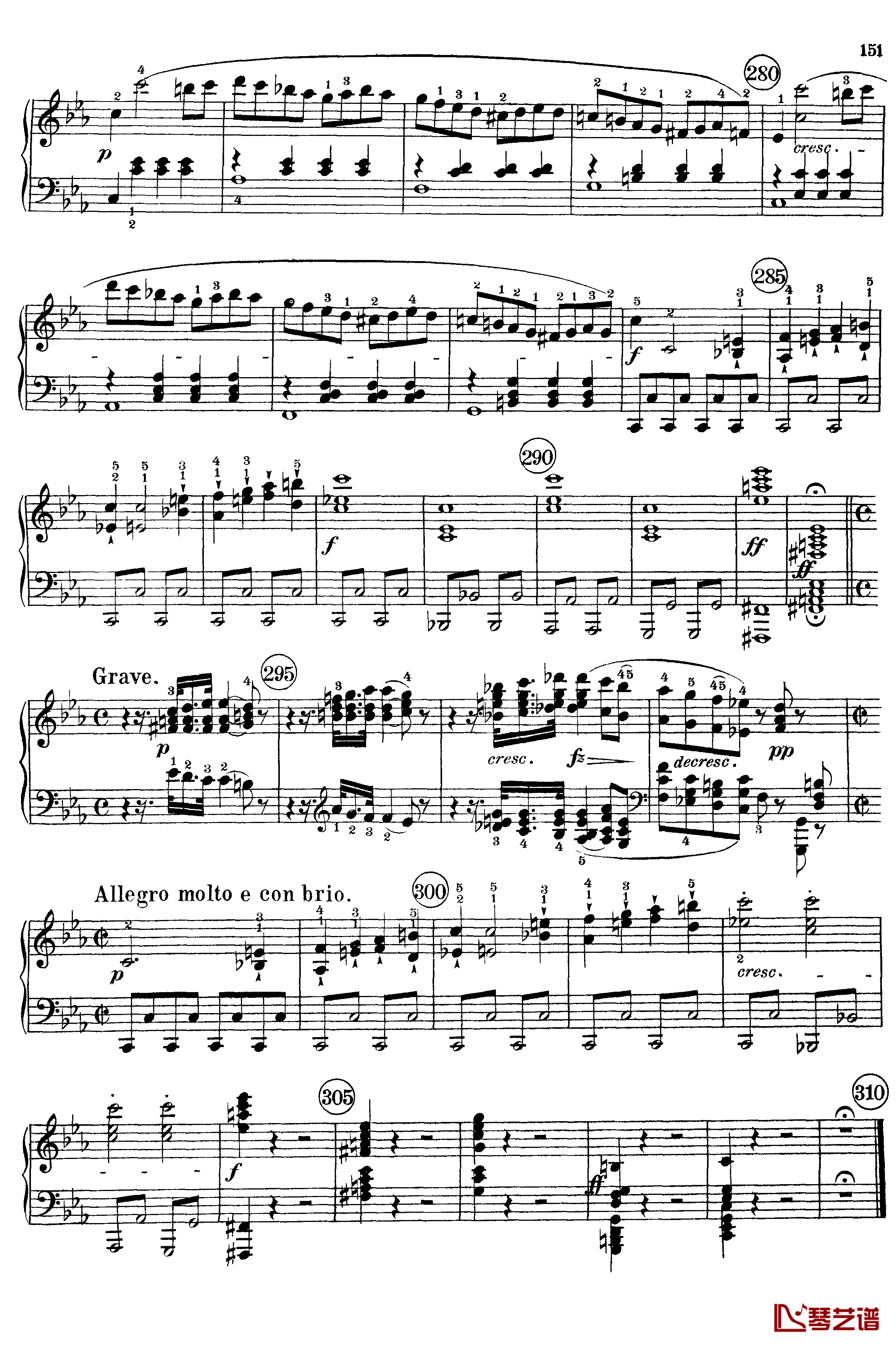 悲怆钢琴谱-c小调第八号钢琴奏鸣曲-全乐章-带指法版-贝多芬-beethoven9