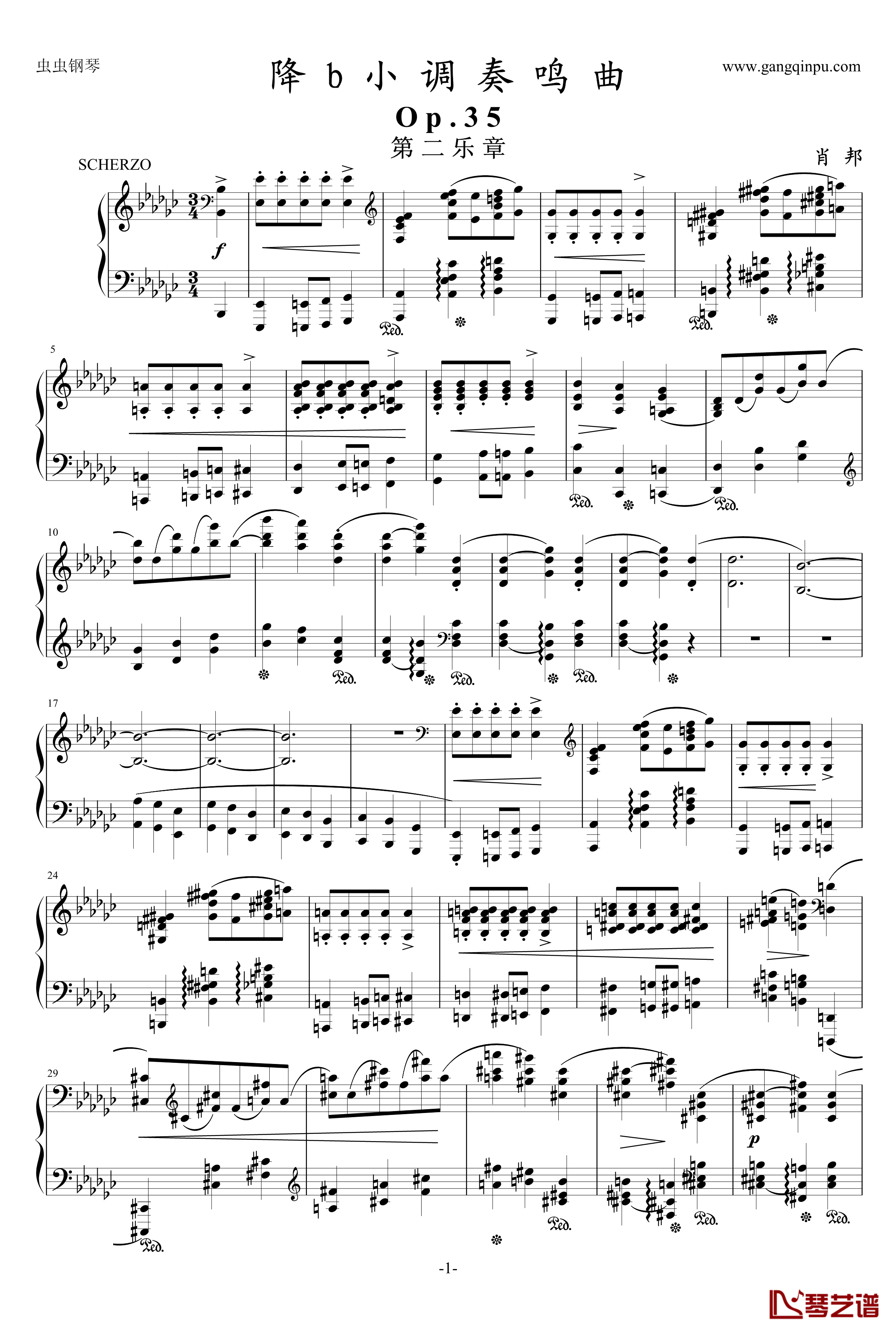 降b小调奏鸣曲第二乐章钢琴谱-肖邦-chopin1