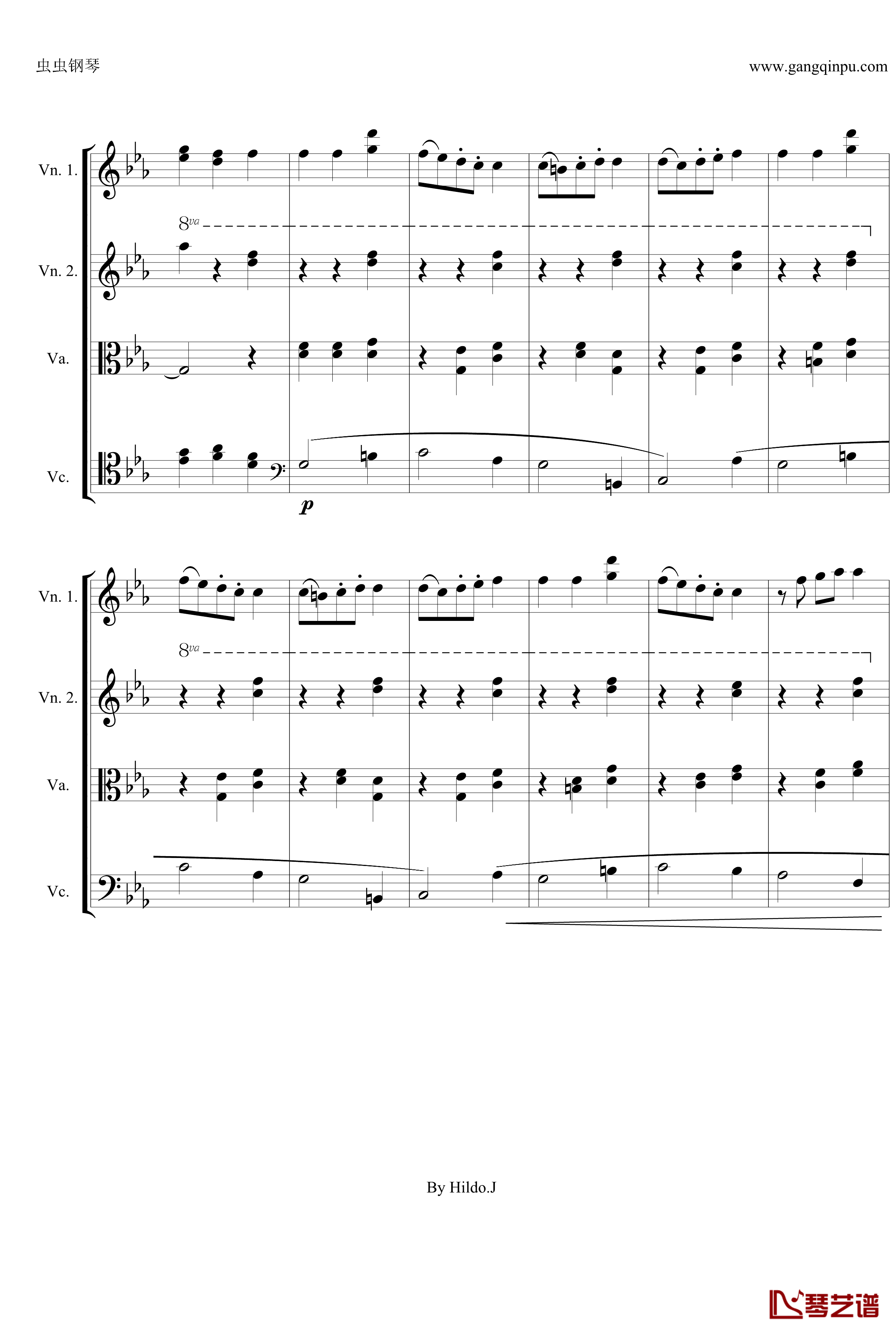 命运交响曲第三乐章钢琴谱-弦乐版-贝多芬-beethoven9