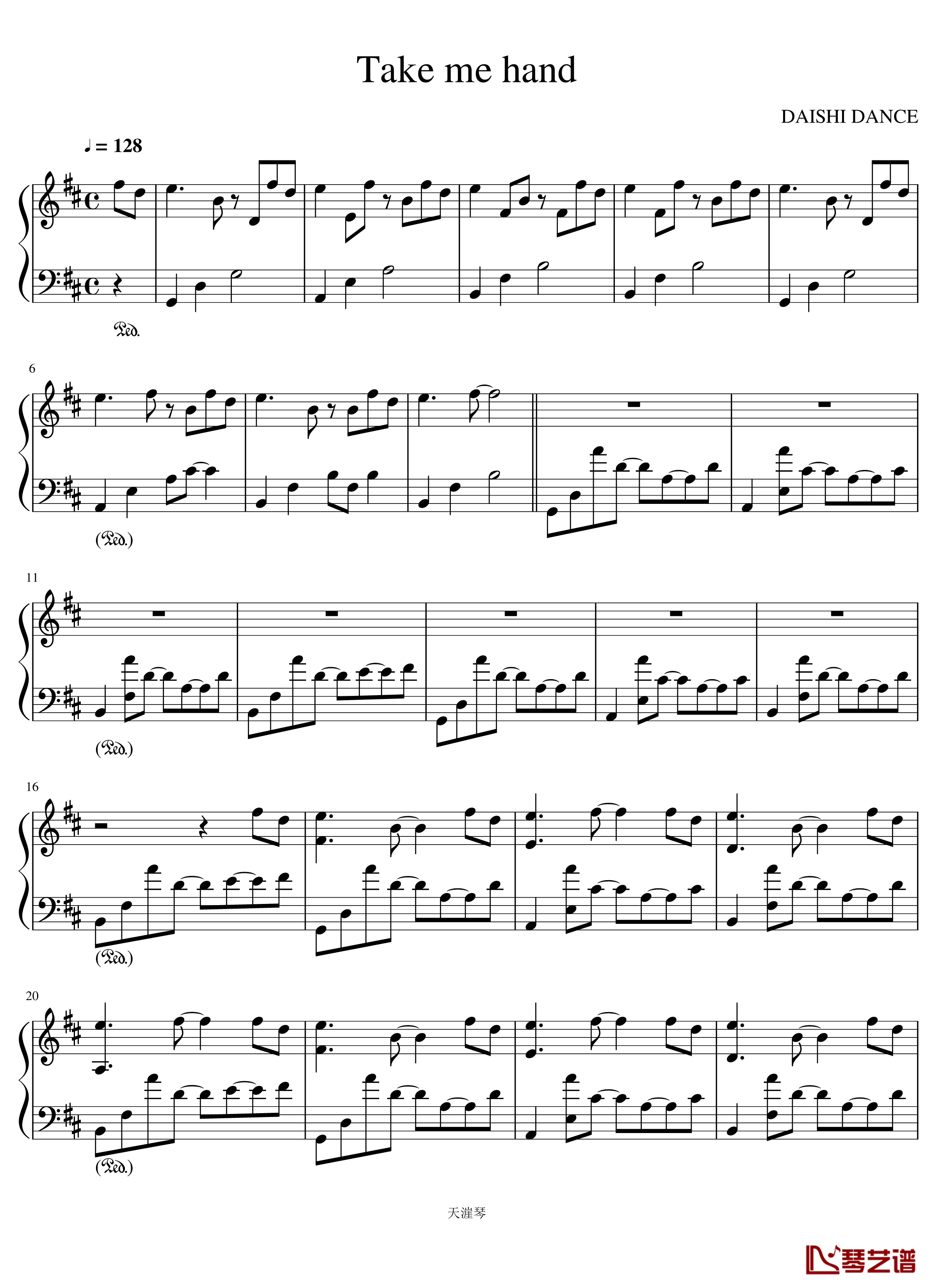 Take me hand钢琴谱-钢琴独奏-DAISHI DANCE1