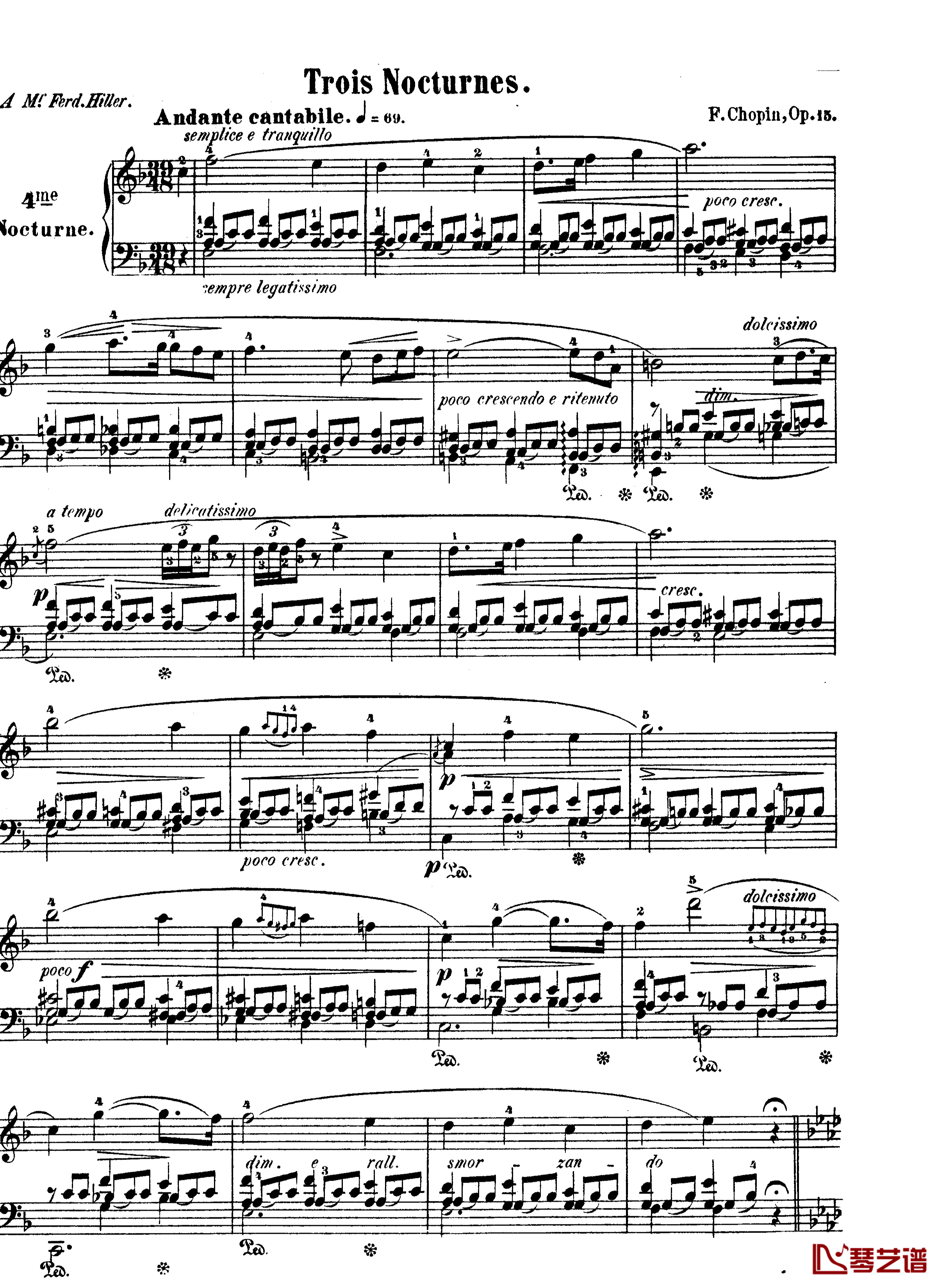 F大调夜曲作品15号钢琴谱-Nocturne Op.15 No.1-肖邦-chopin1