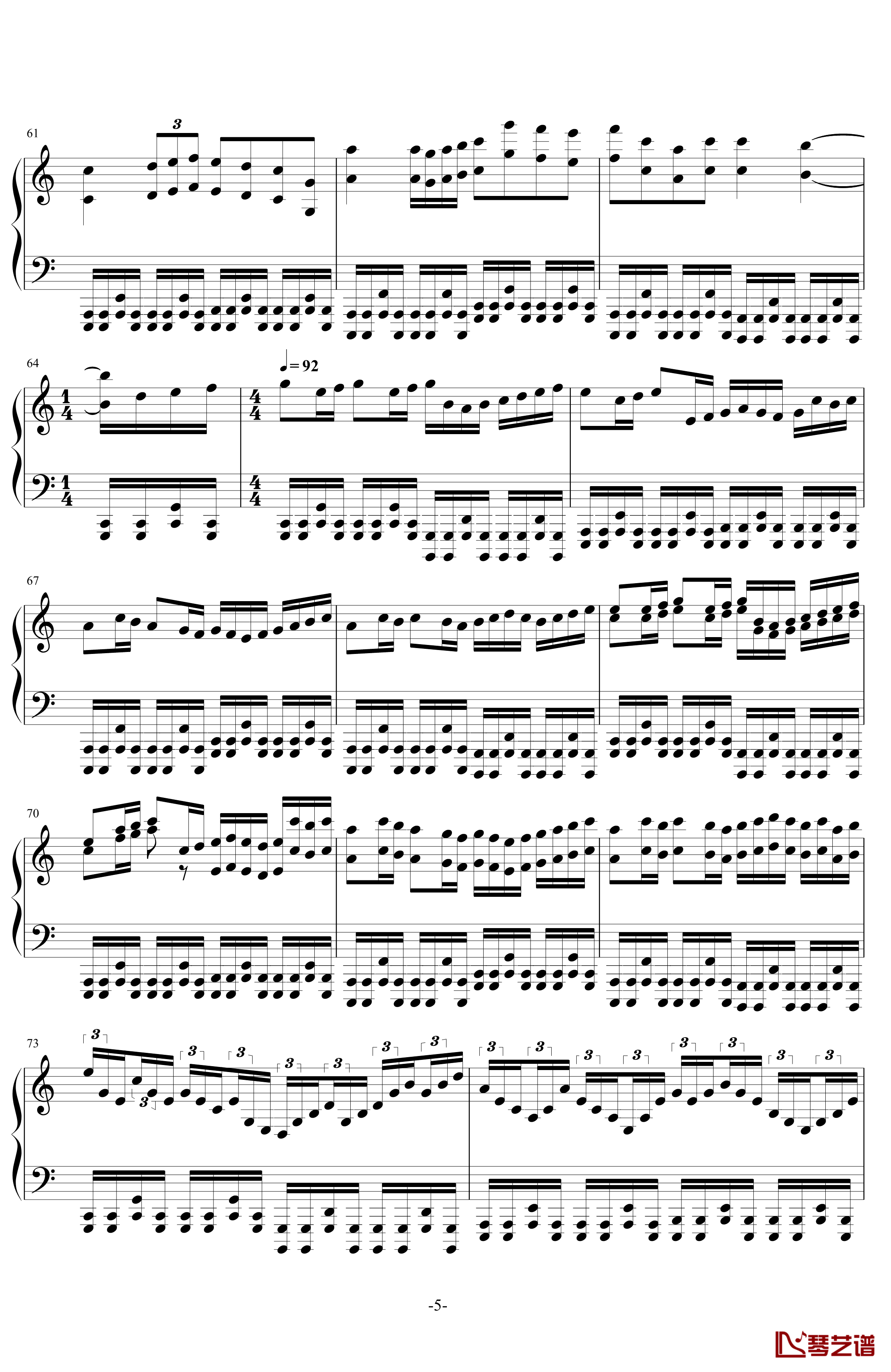 卡农钢琴谱-帕赫贝尔-Pachelbel-钢琴版摇滚5