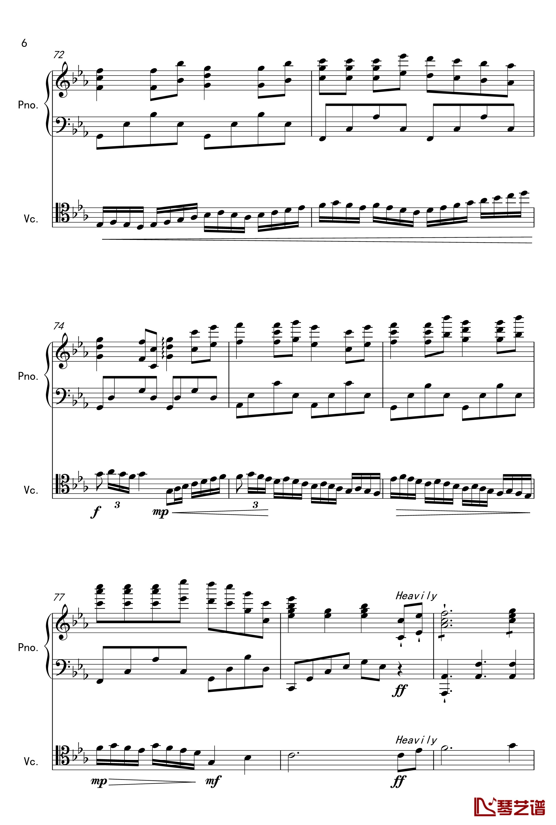 The Path Of Wind钢琴谱-大提琴钢琴二重奏-龙猫6