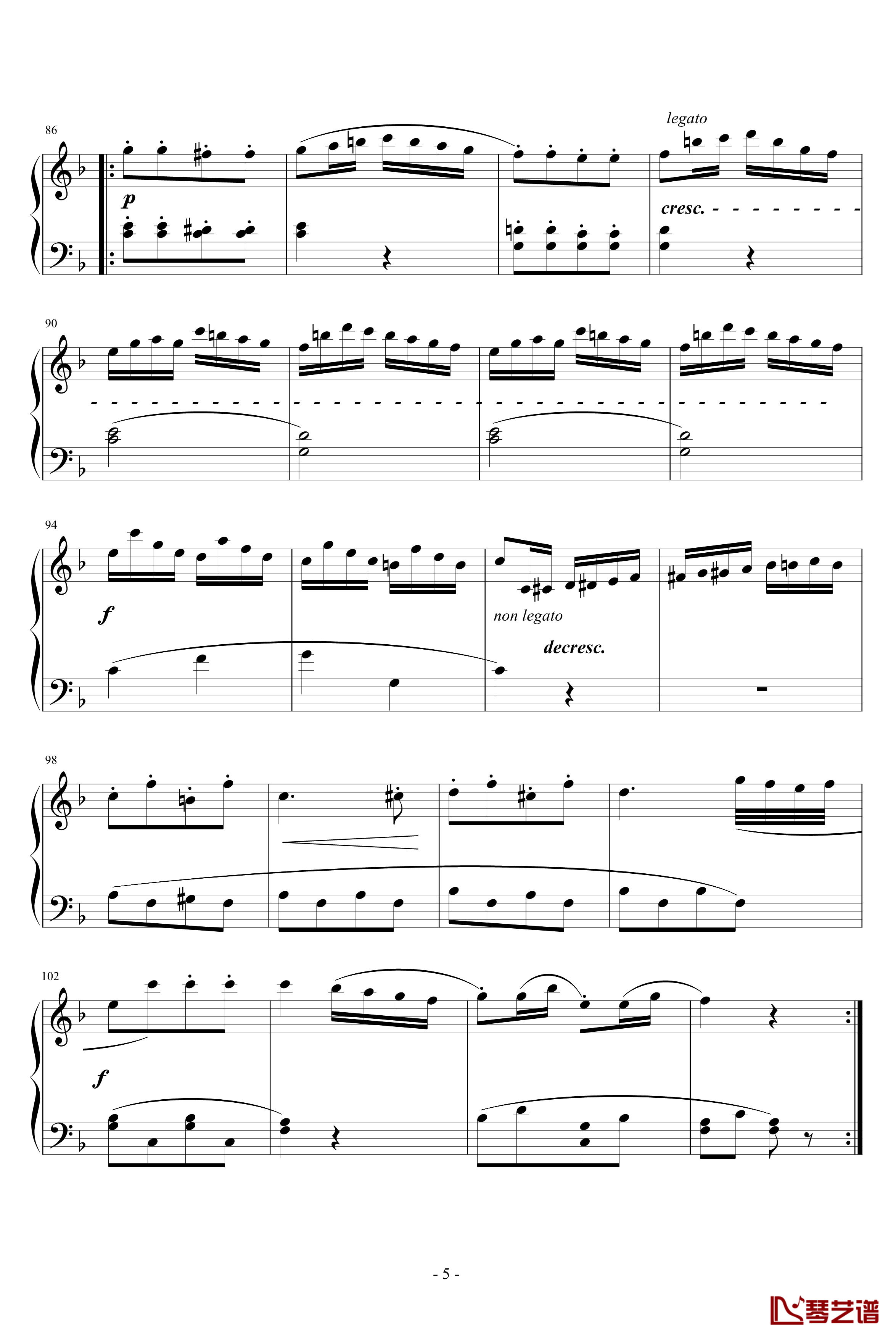 F大调小奏鸣曲-贝多芬-beethoven5