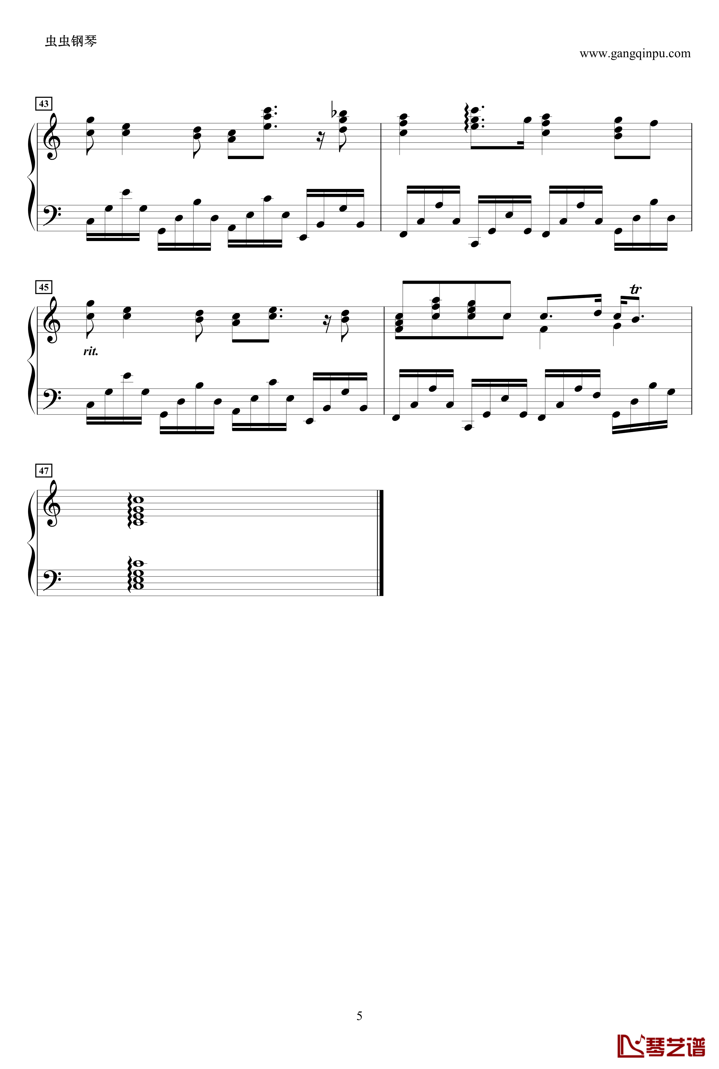 Canon Adapted for Piano, Original钢琴谱-卡农巴洛克原版的钢琴变奏-Johann Pachelbel5