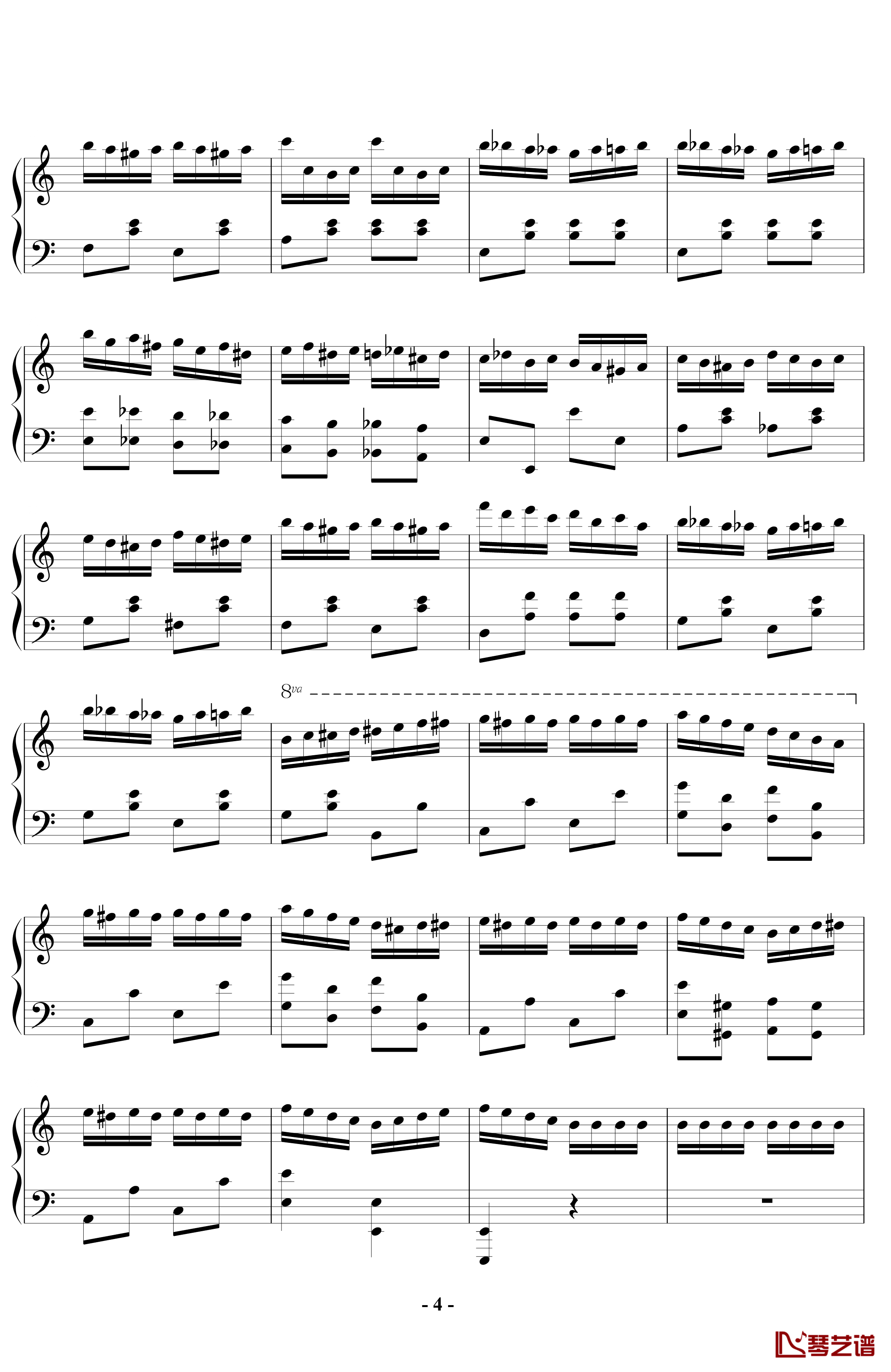 土耳其进行曲钢琴谱-一分钟炫技版-莫扎特4