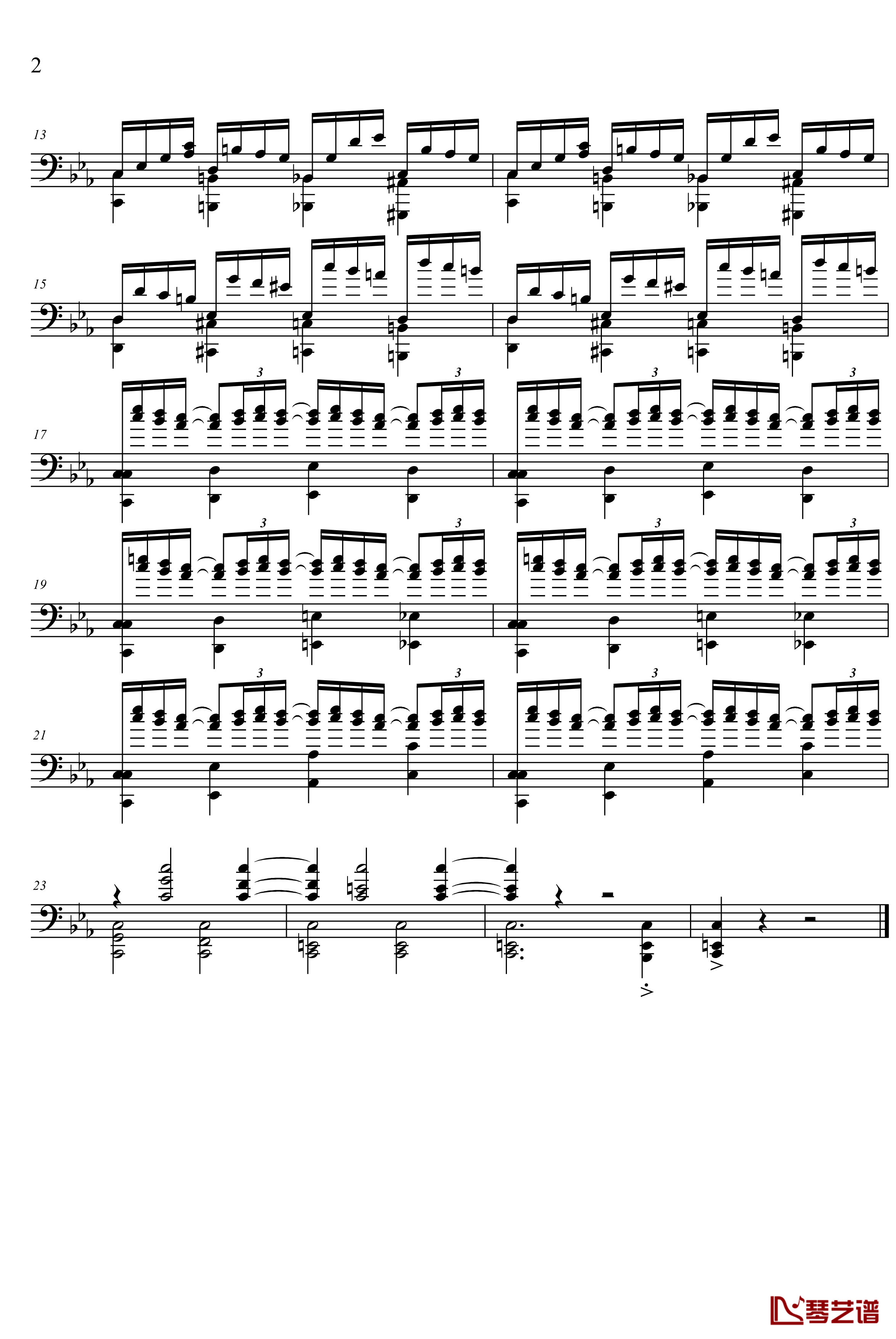 左手钢琴谱-悲愤-项海波2