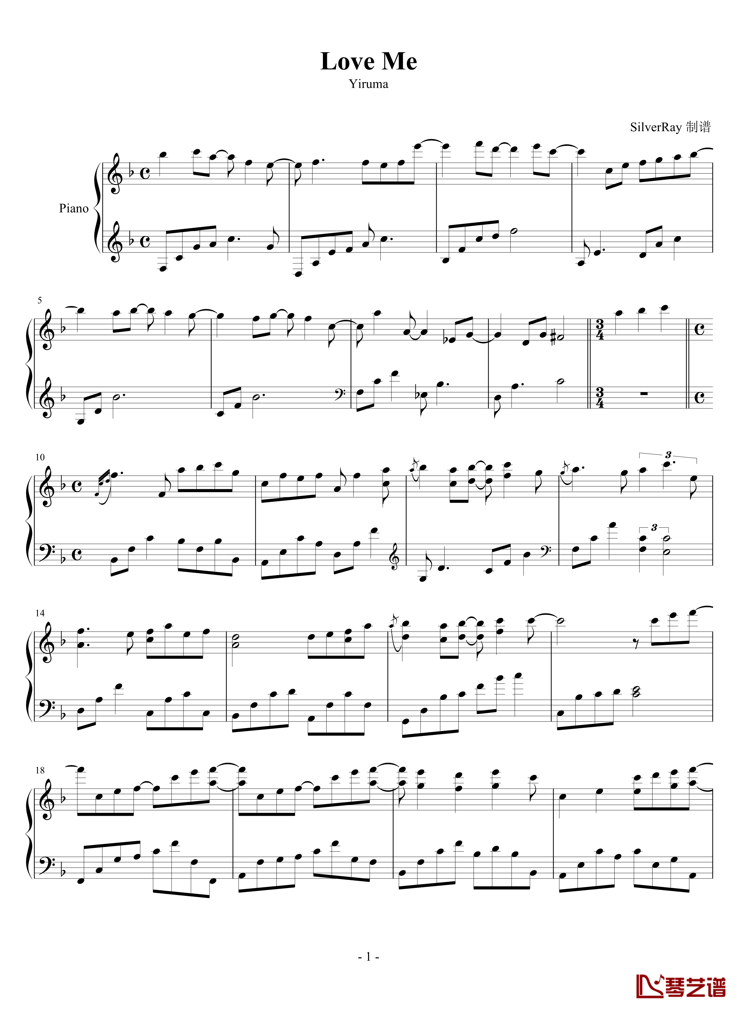 Love Me钢琴谱-SilverRay版-Yiruma1